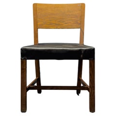 Teak and Black Leather Chair