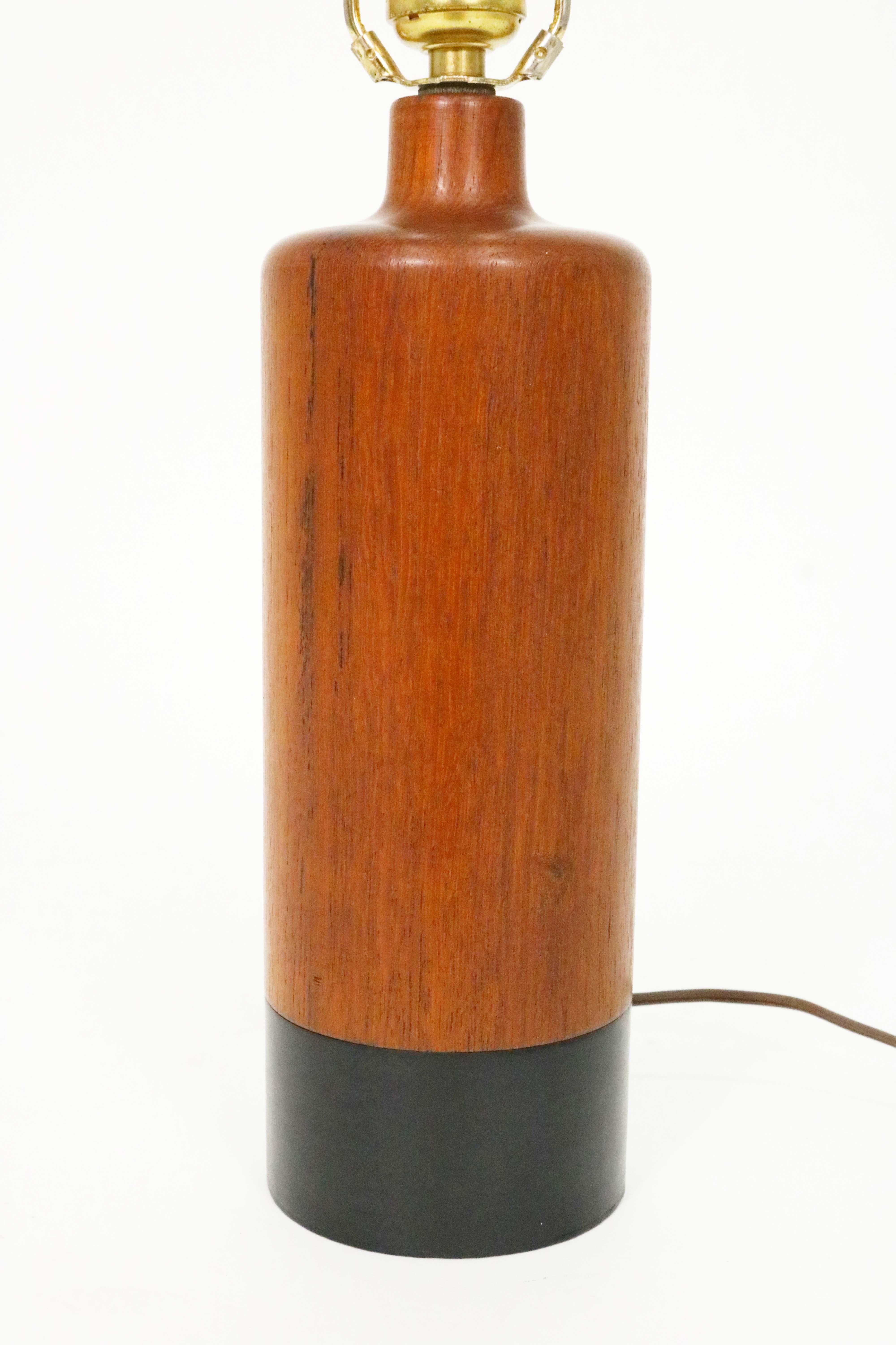 Danish Teak Lamp with Black Leather by ESA In Good Condition In Littleton, CO