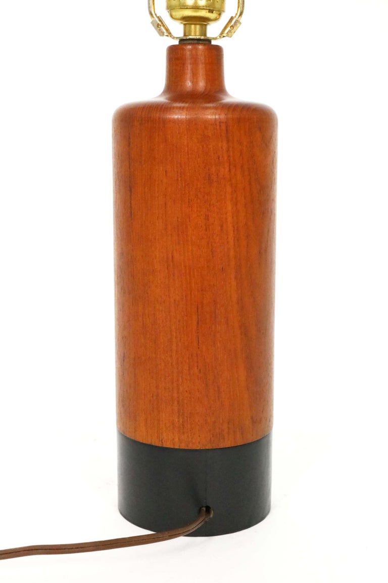 Danish Teak Lamp with Black Leather by ESA For Sale at 1stDibs