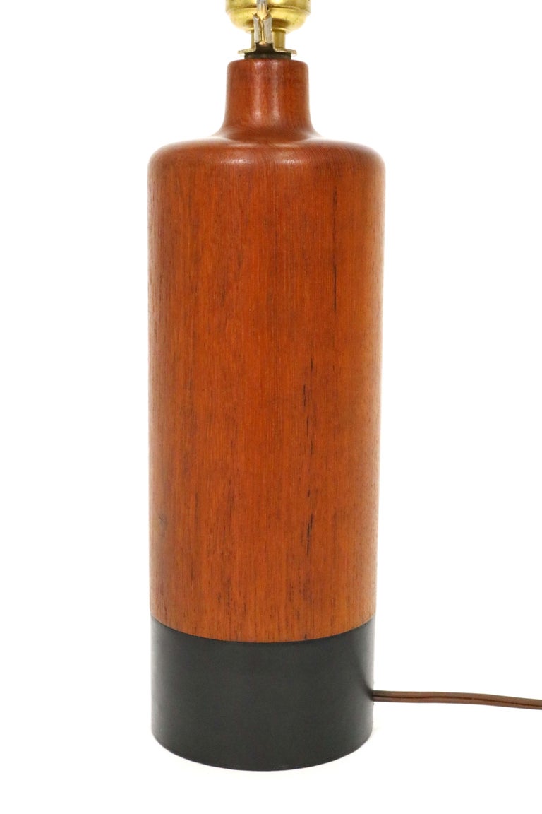 Danish Teak Lamp with Black Leather by ESA For Sale at 1stDibs