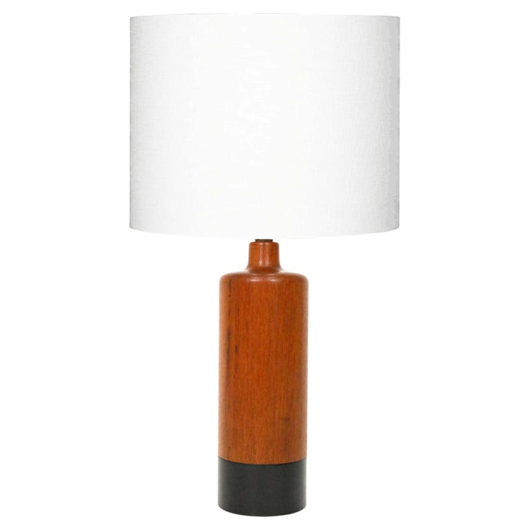 Danish Teak Lamp with Black Leather by ESA For Sale at 1stDibs