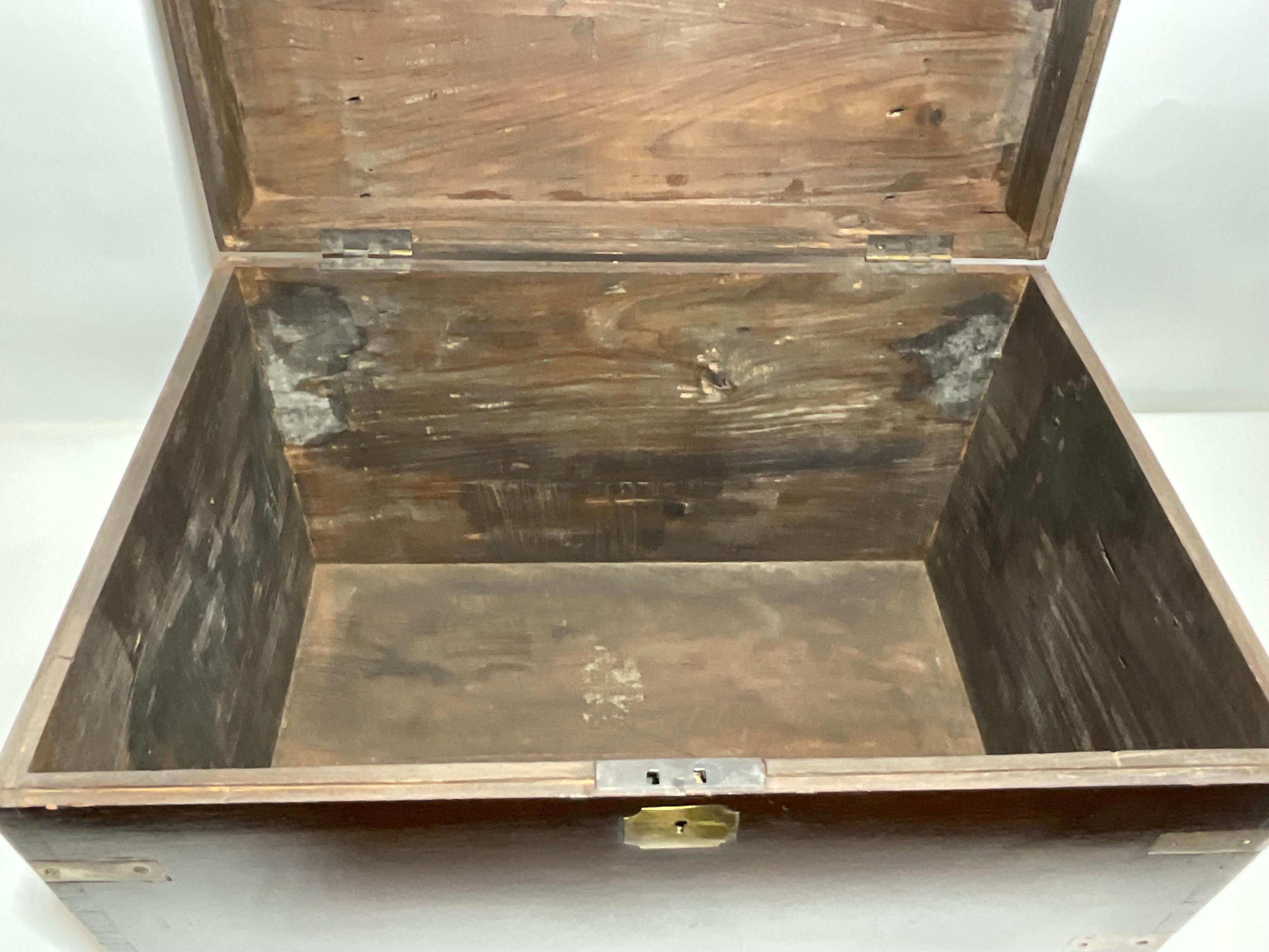 Teak and Brass Campaign Trunk 4