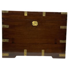 Vintage Teak and Brass Campaign Trunk