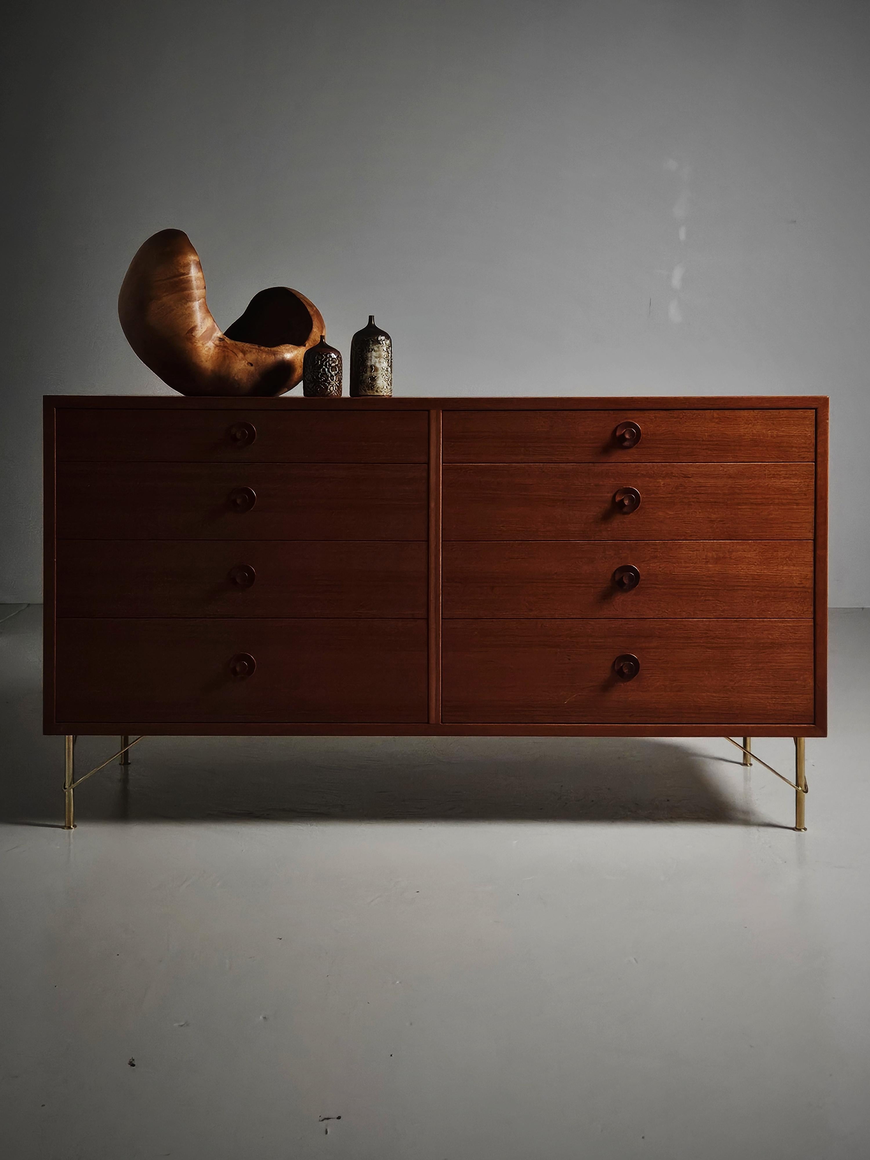Teak and brass chest of drawers by Børge Mogensen, Sweden, 1960s For Sale 3