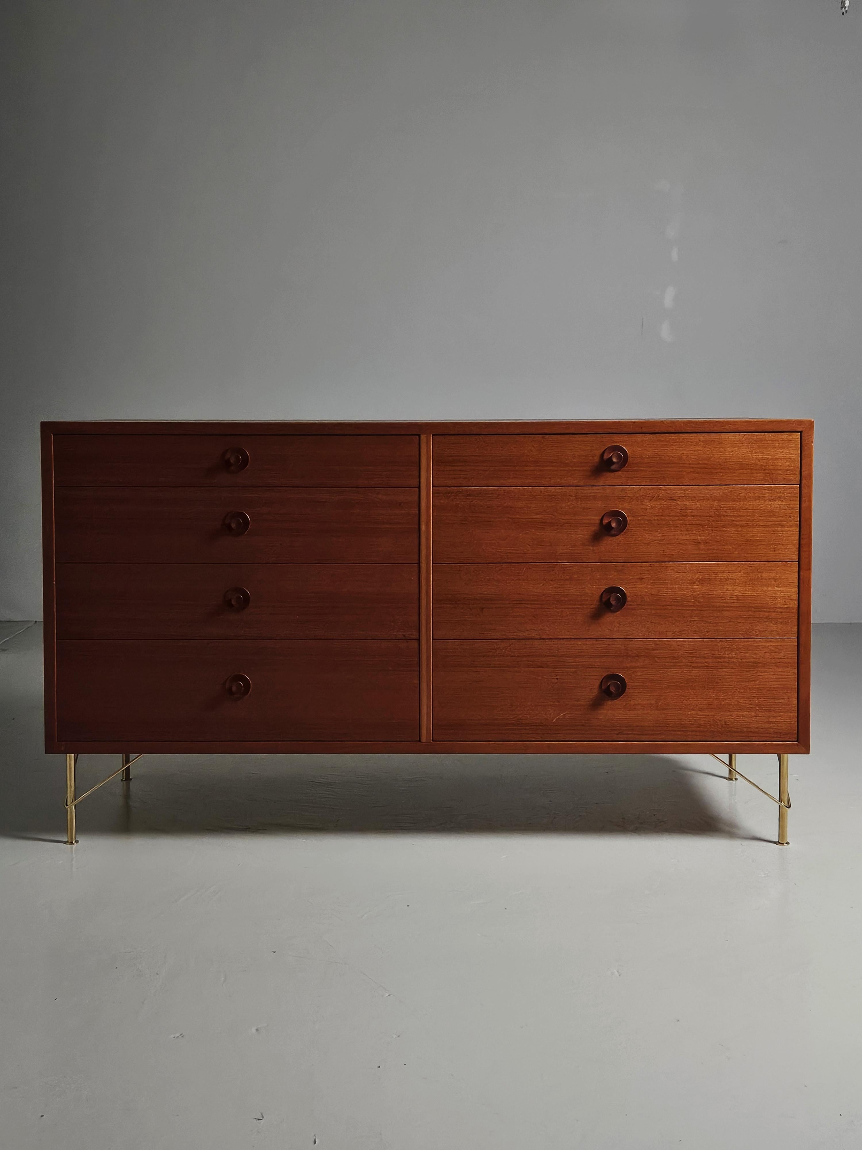 Swedish Teak and brass chest of drawers by Børge Mogensen, Sweden, 1960s For Sale