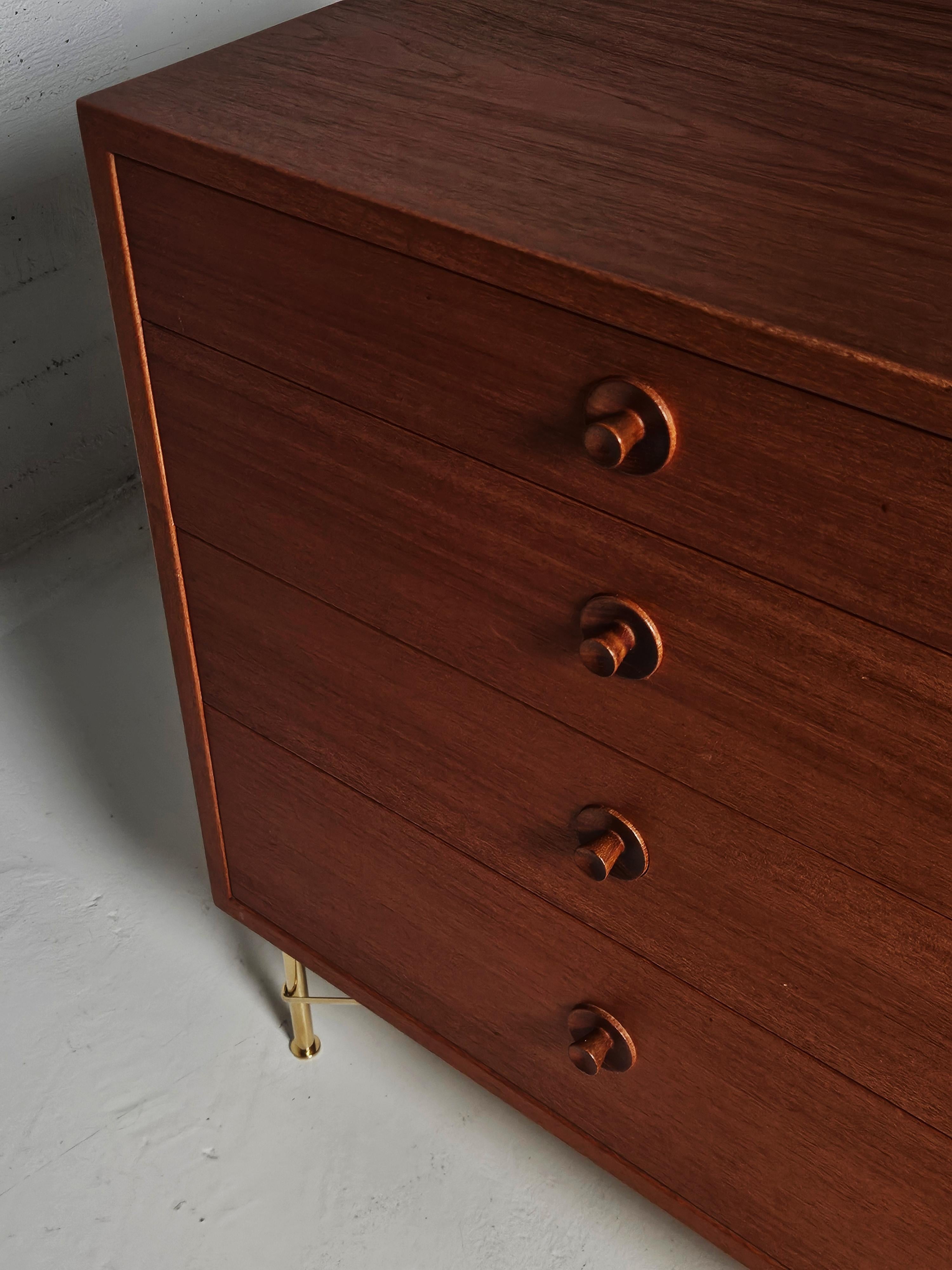 20th Century Teak and brass chest of drawers by Børge Mogensen, Sweden, 1960s For Sale