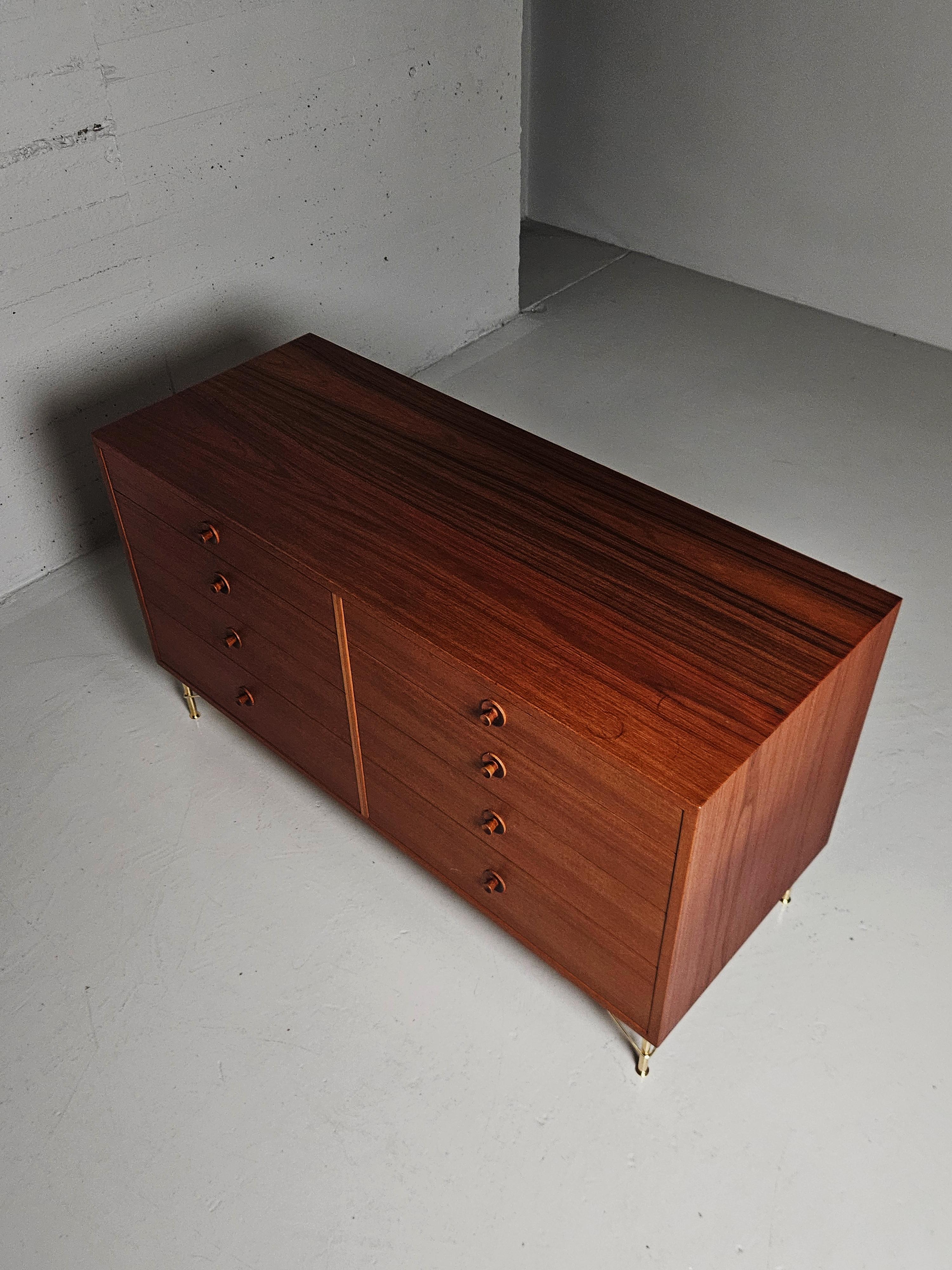 Teak and brass chest of drawers by Børge Mogensen, Sweden, 1960s For Sale 1