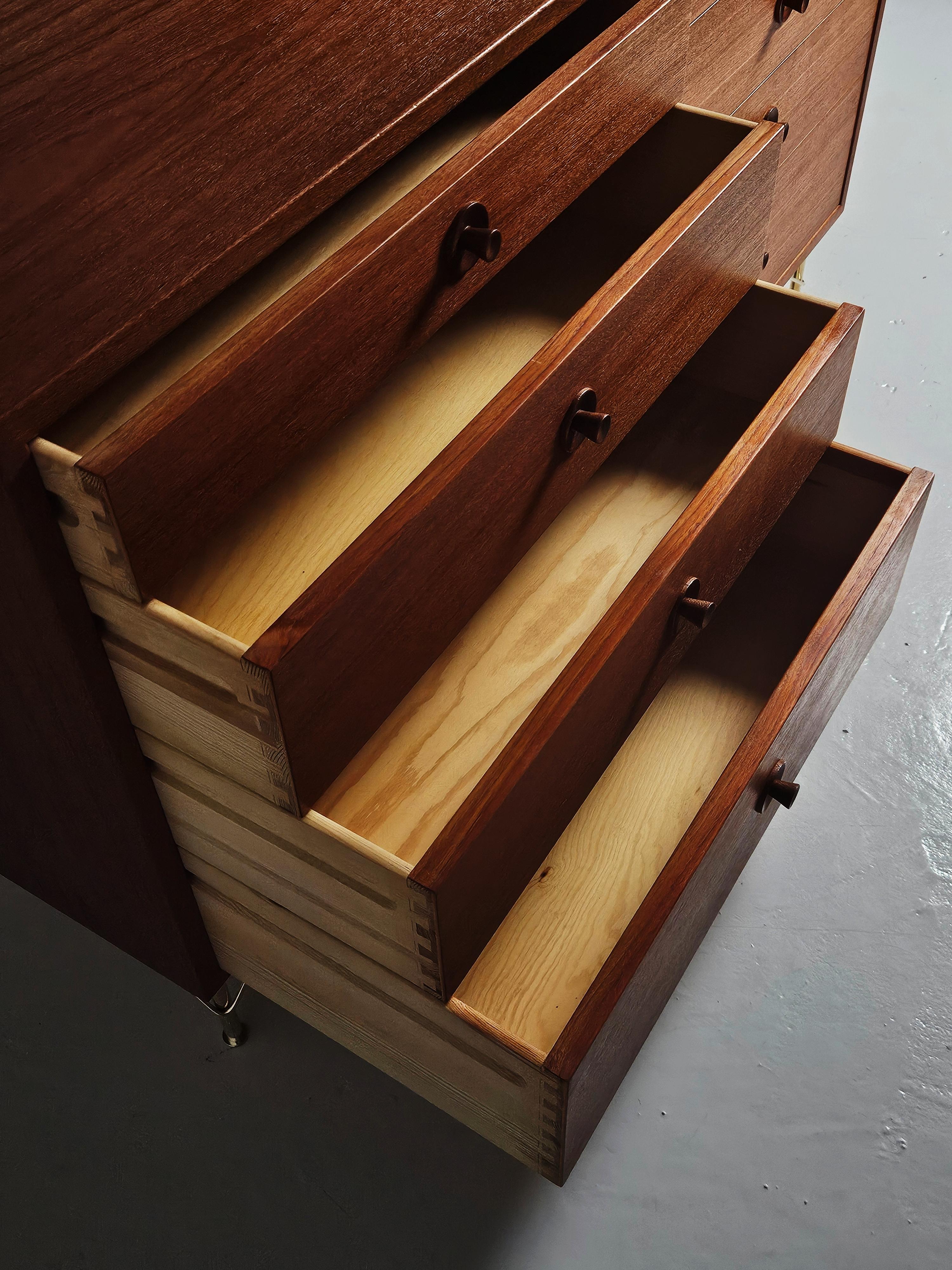Teak and brass chest of drawers by Børge Mogensen, Sweden, 1960s For Sale 2