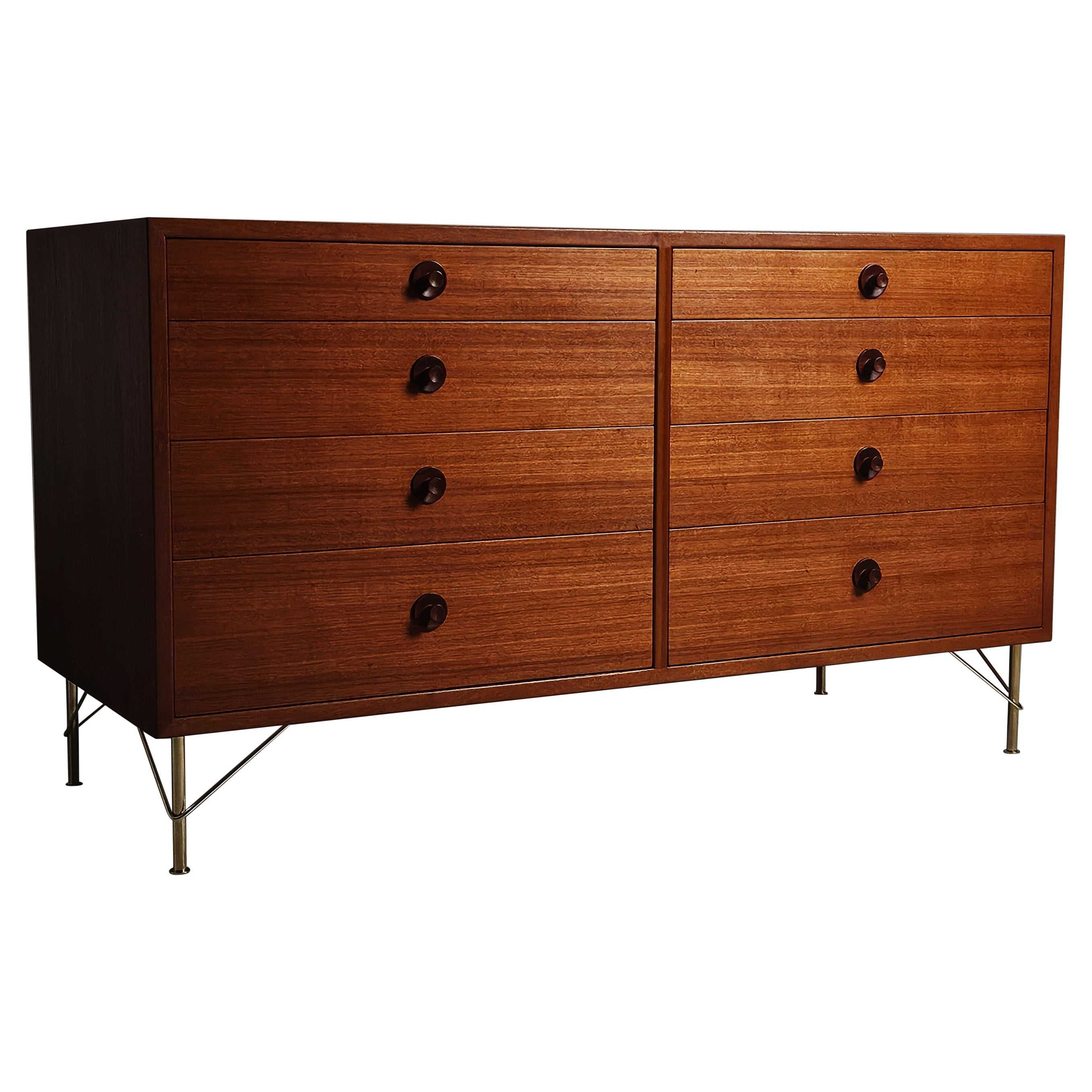 Teak and brass chest of drawers by Børge Mogensen, Sweden, 1960s