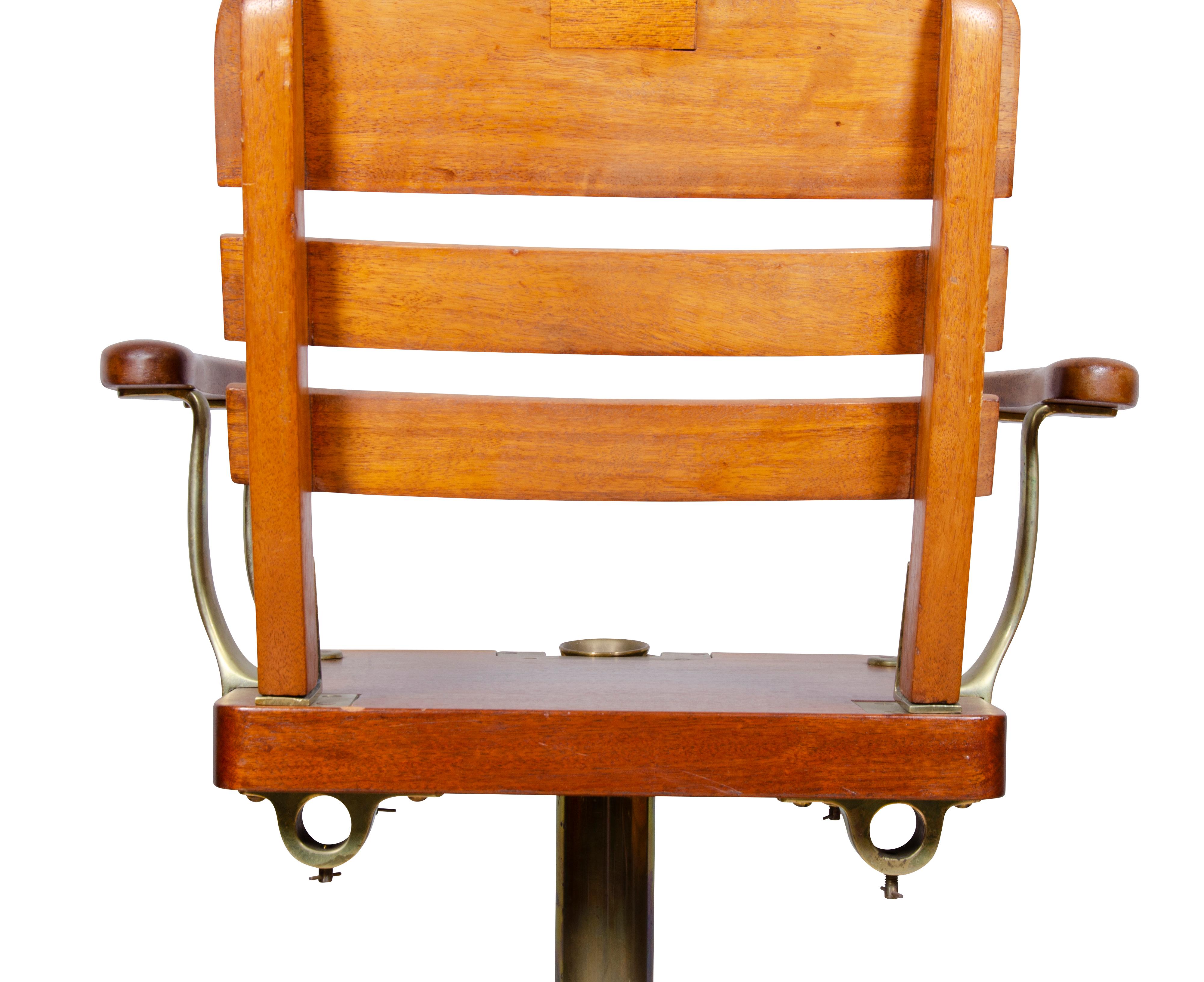 Teak and Brass Fighting Chair 6
