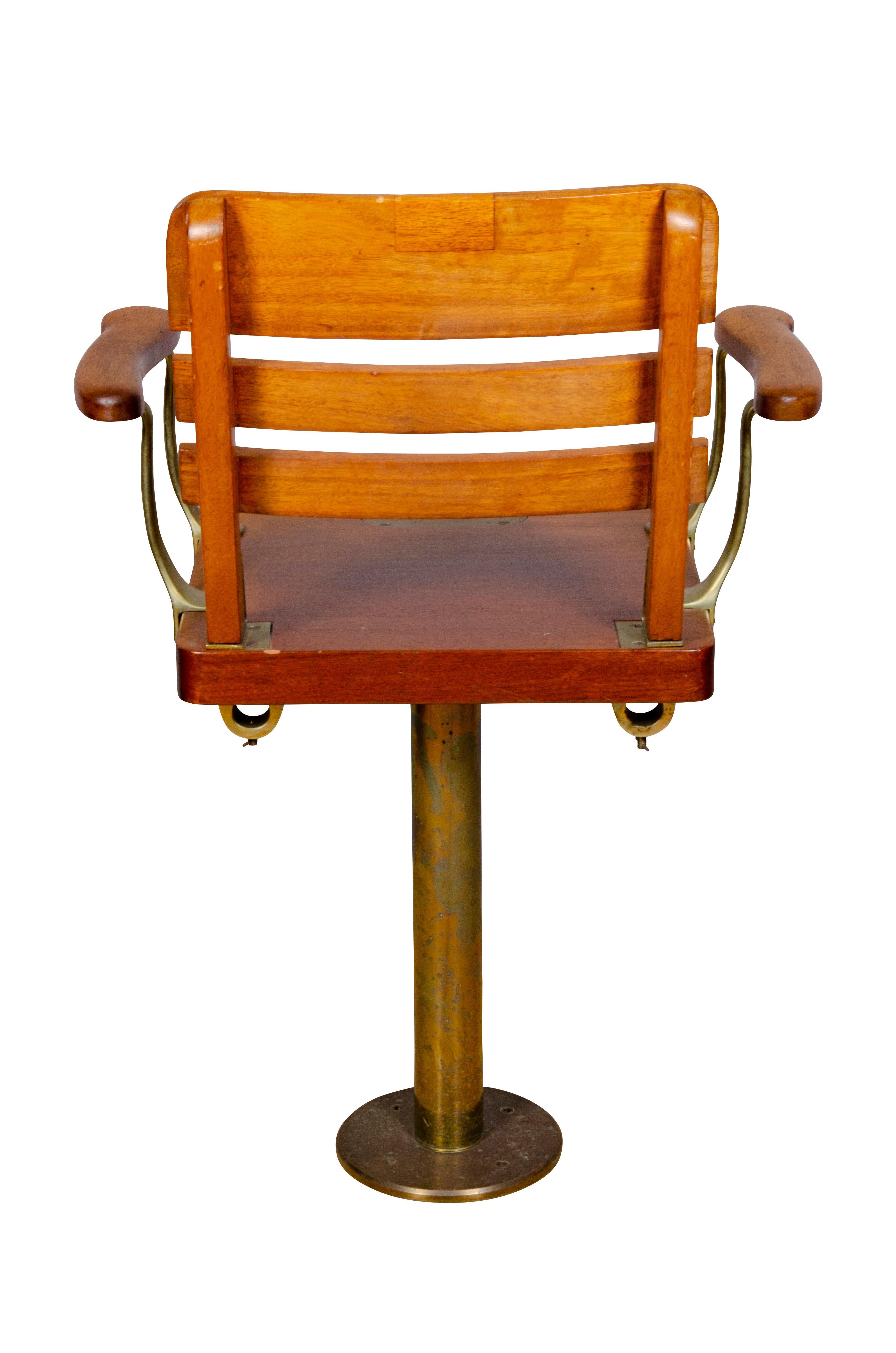 American Teak and Brass Fighting Chair