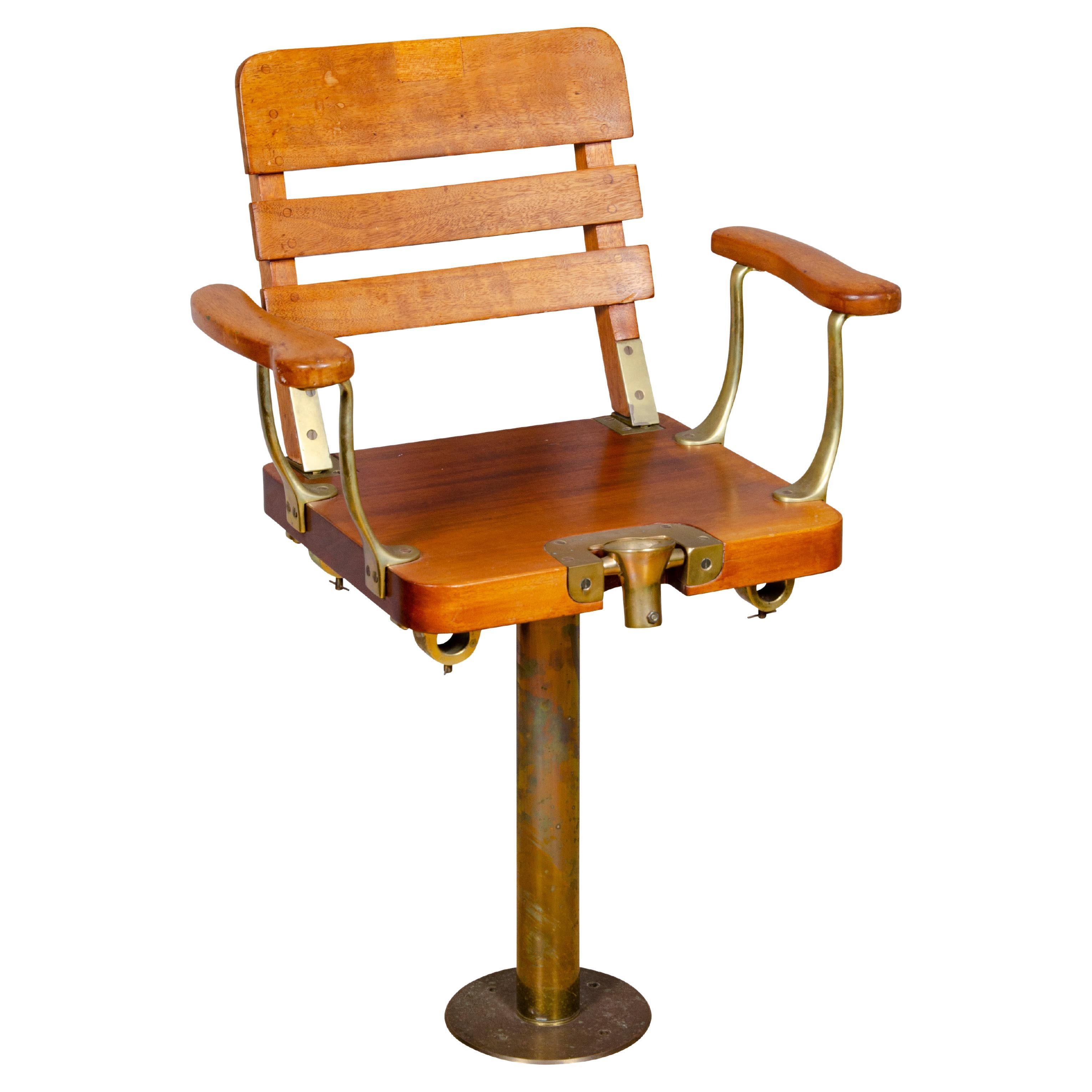 Teak and Brass Fighting Chair