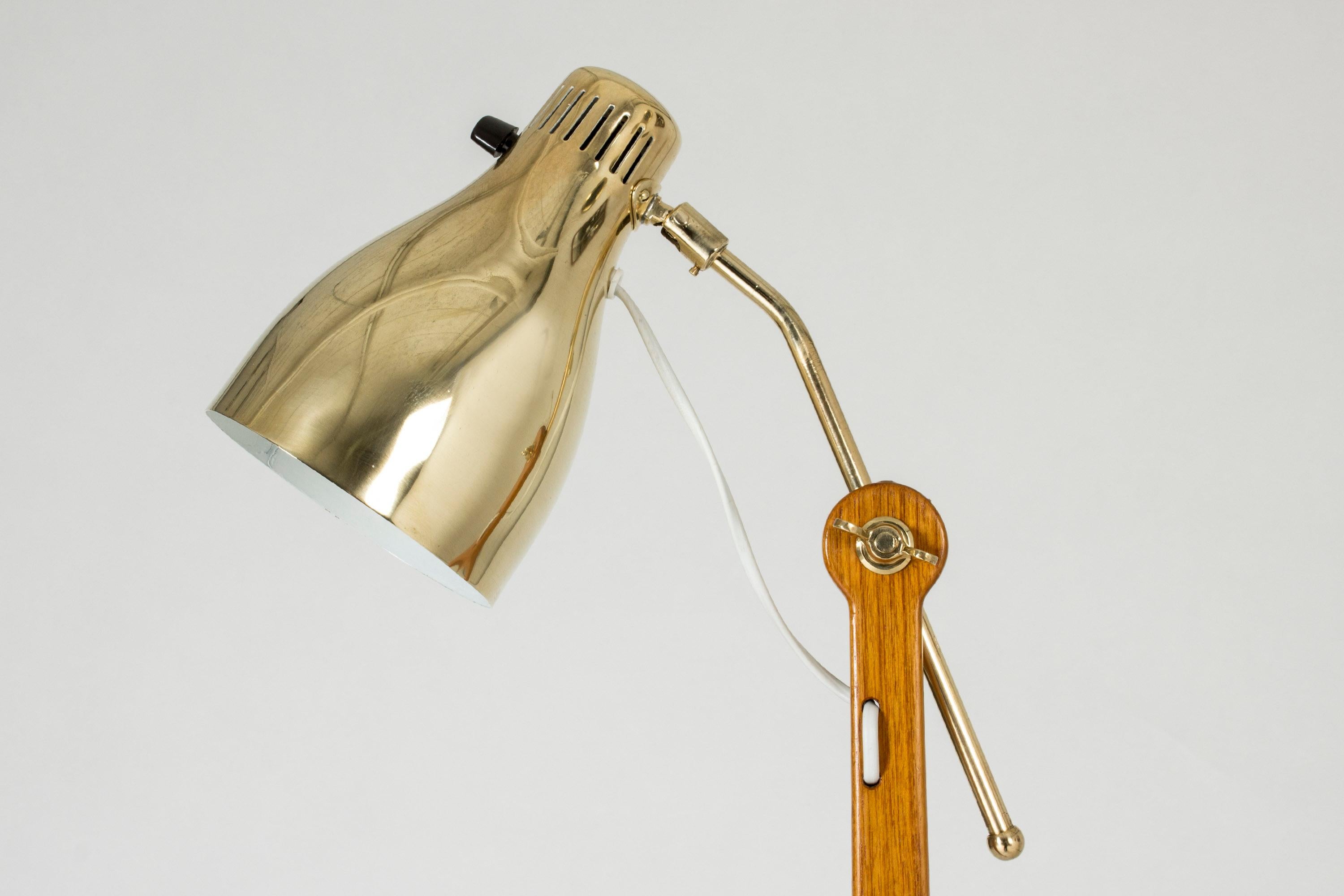 Mid-20th Century Teak and Brass Floor Lamp by Hans Bergström