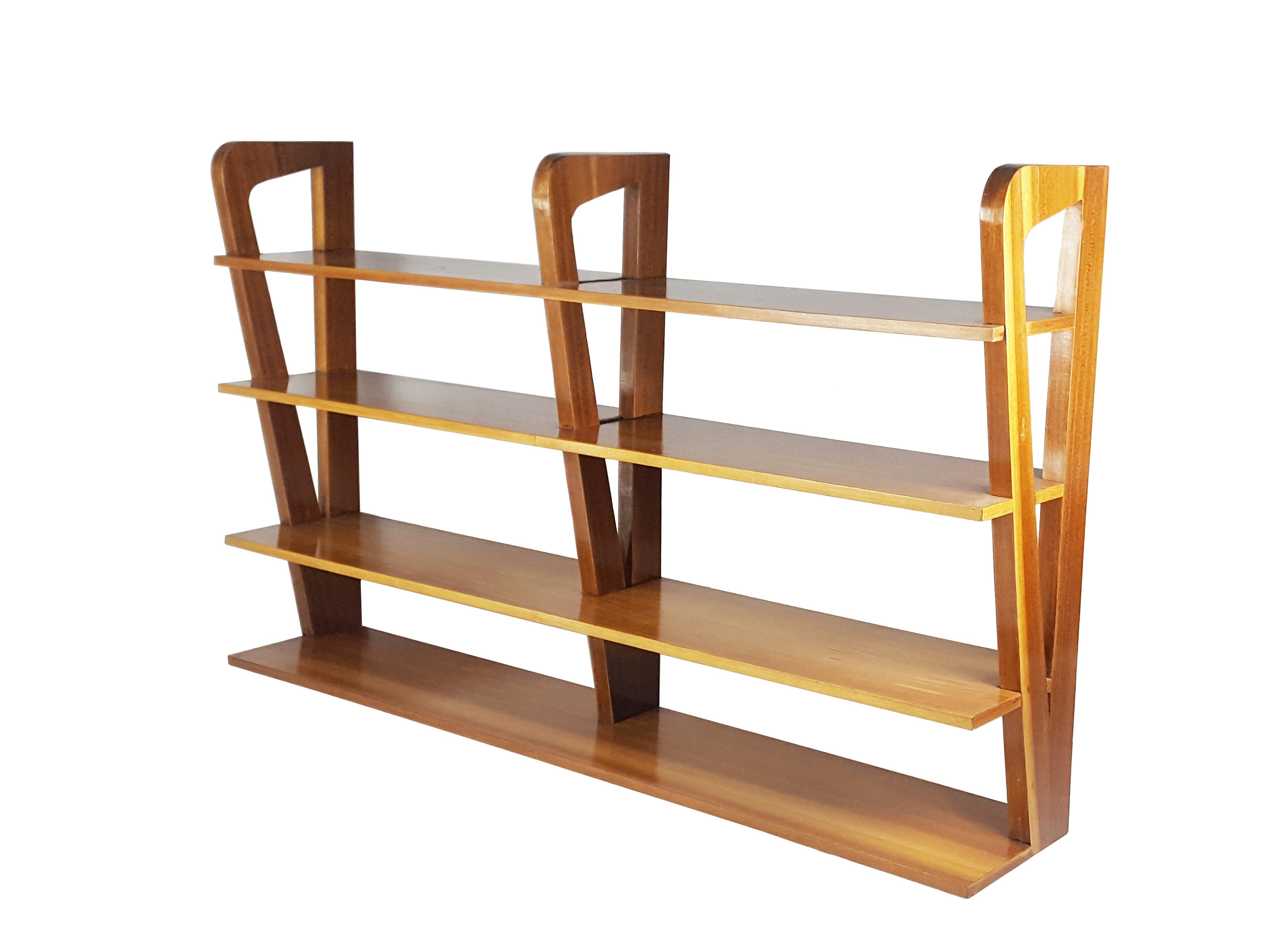 Teak and Brass Midcentury Free Standing Bookshelf Attributed to ISA For Sale 5