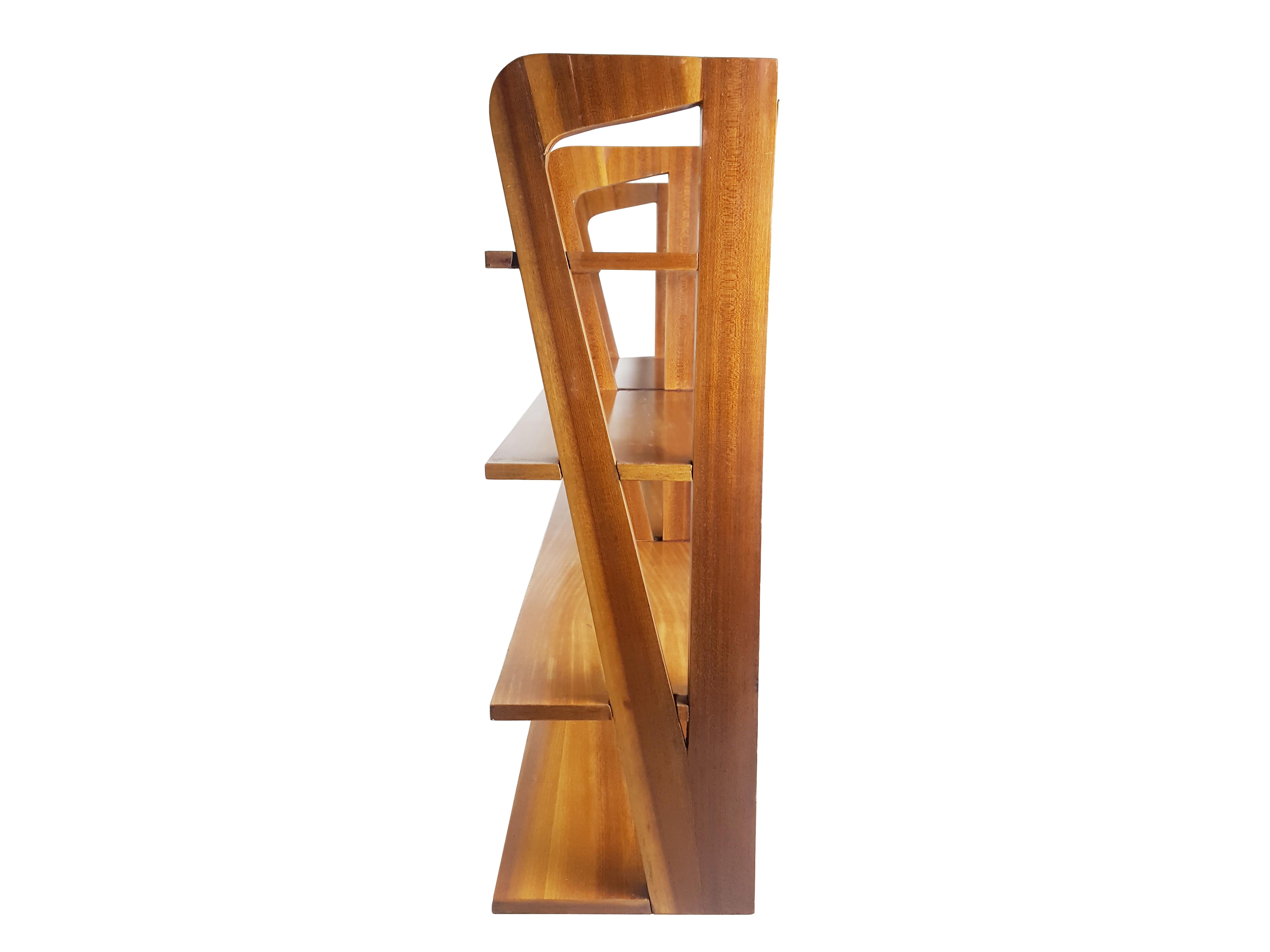 Teak and Brass Midcentury Free Standing Bookshelf Attributed to ISA For Sale 6