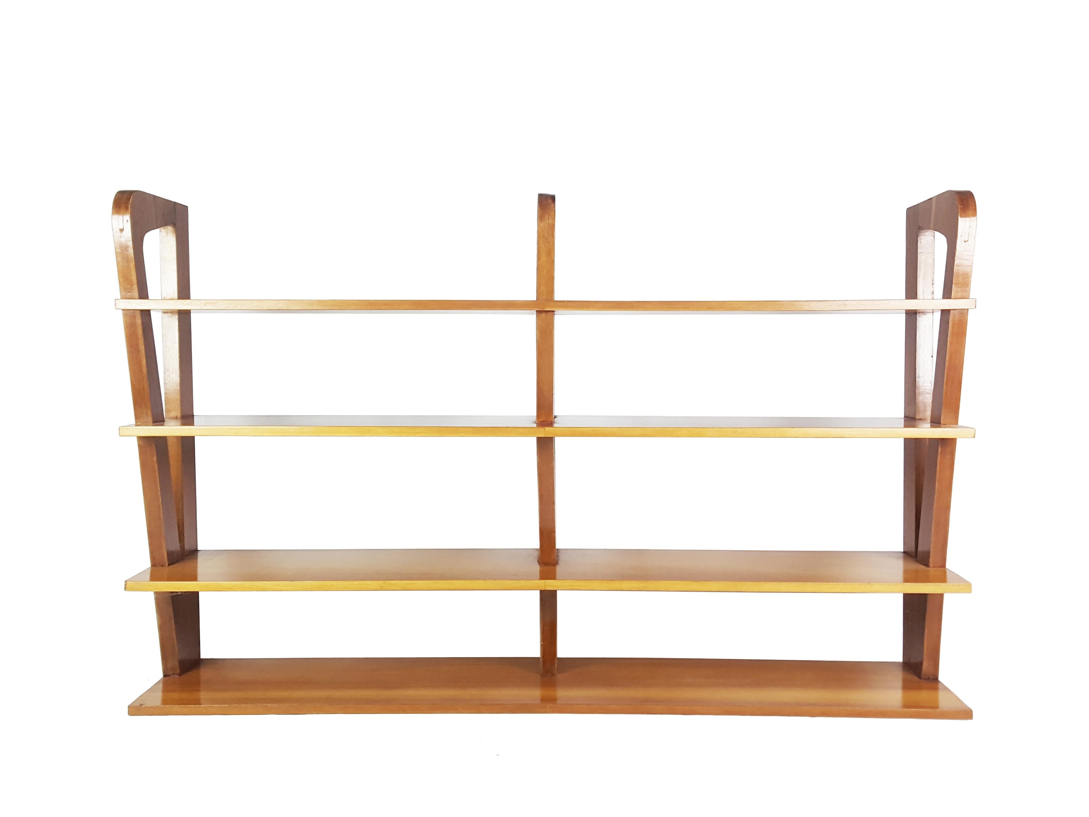Teak and Brass Midcentury Free Standing Bookshelf Attributed to ISA For Sale 7