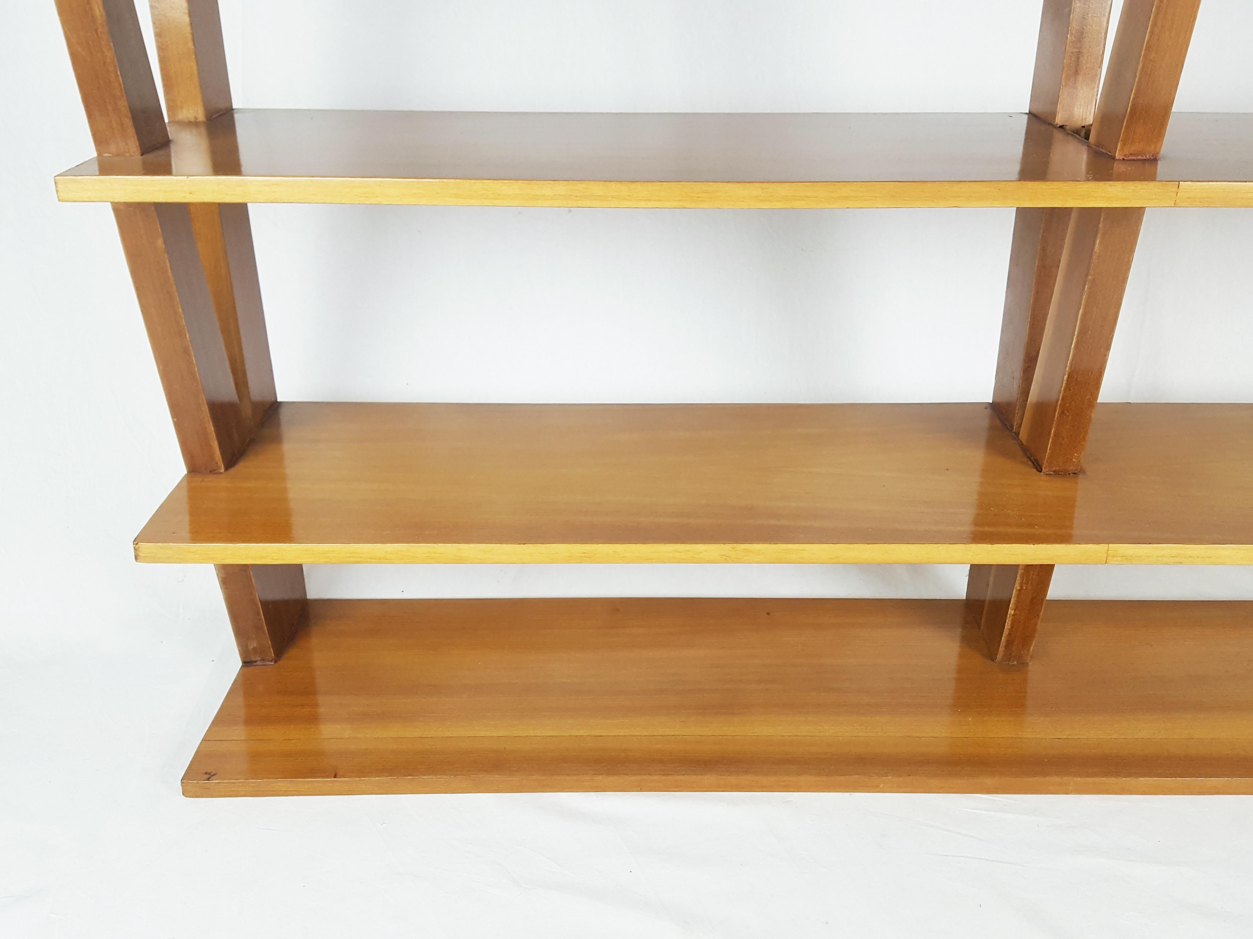 Teak and Brass Midcentury Free Standing Bookshelf Attributed to ISA For Sale 8