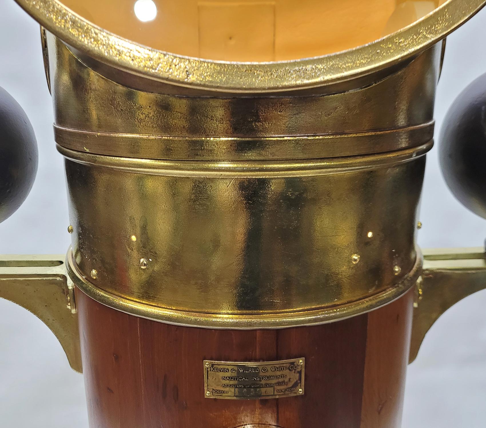 Mid-20th Century Teak and Brass Ships Binnacle by Kelvin White of New York For Sale