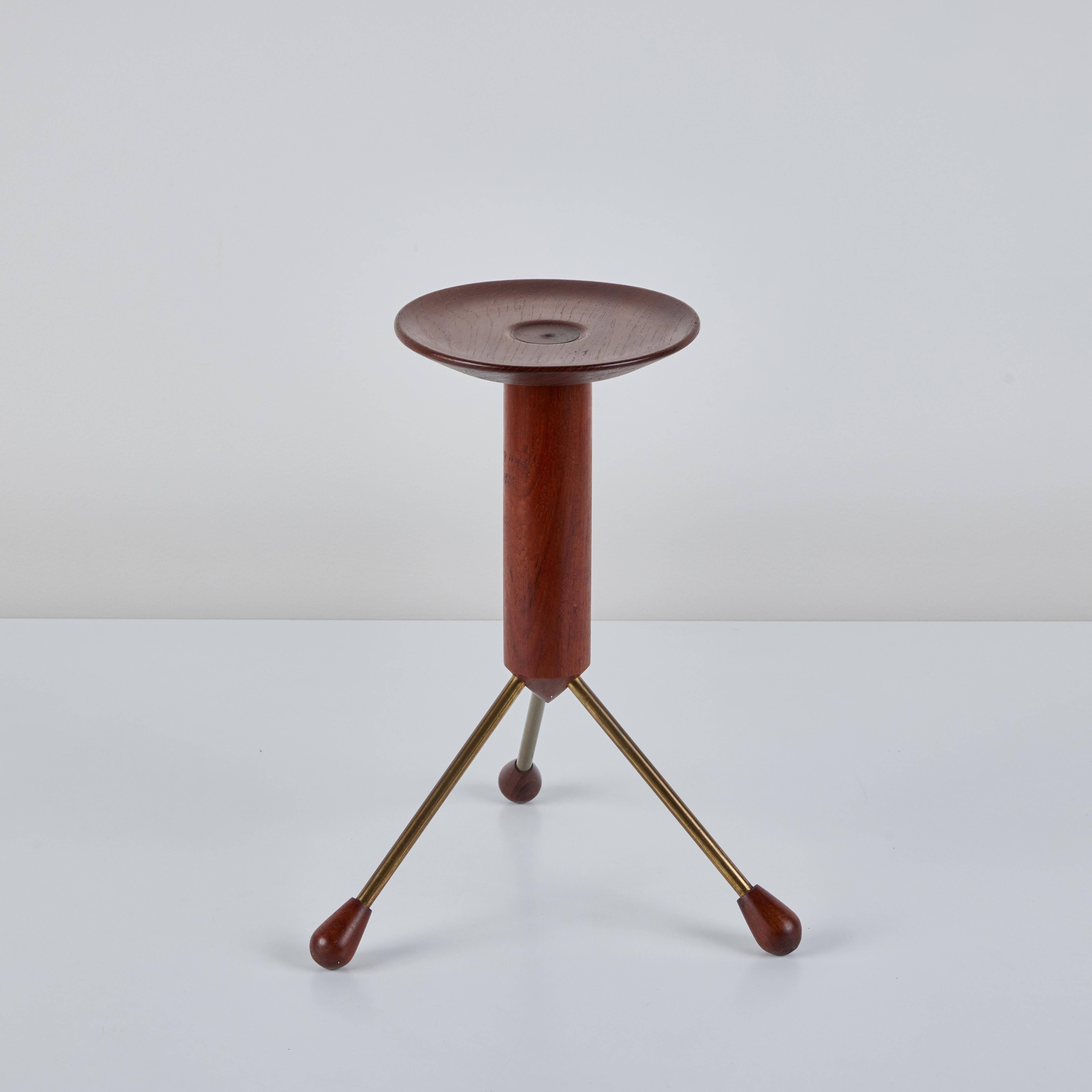 Teak and Brass Side Table by Albert Larsson for Alberts Tibro In Good Condition In Los Angeles, CA