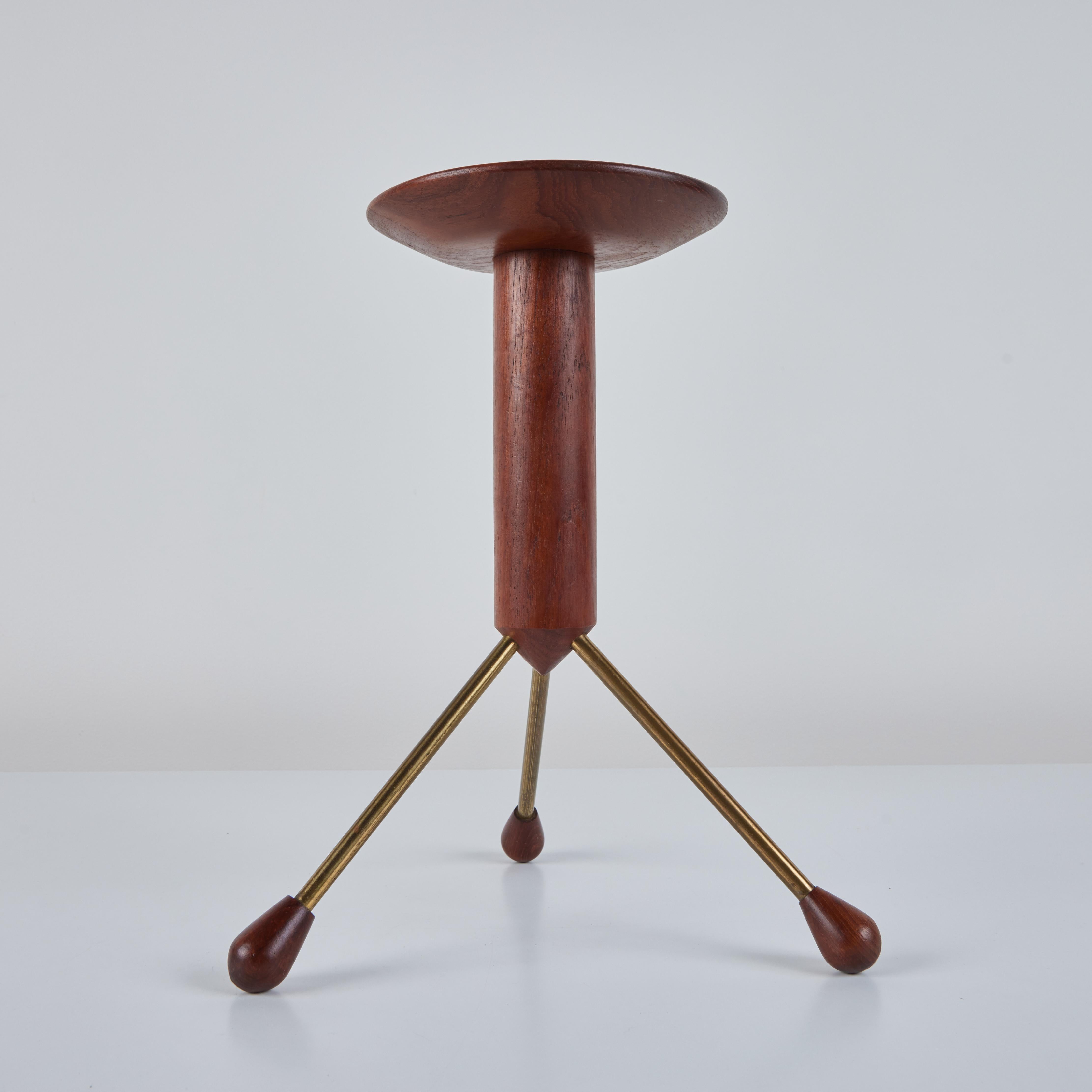 Teak and Brass Side Table by Albert Larsson for Alberts Tibro 1