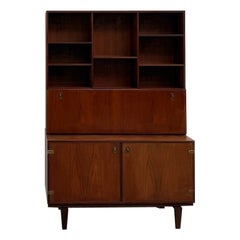 Anrichte aus Teakholz und Messing mit Bücherregal, 1963, von Peter Løvig Nielsen