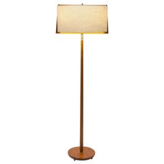floor lamp shades Teak and Brass Swedish Modern Floor Lamp with Unique Shade in Frame
