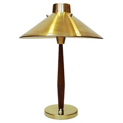 Teak and Brass Table Lamp by Hans Bergström for ASEA, Sweden 1940s