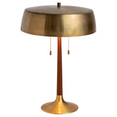 Teak and Brass Table Lamp by Holm Sorenson
