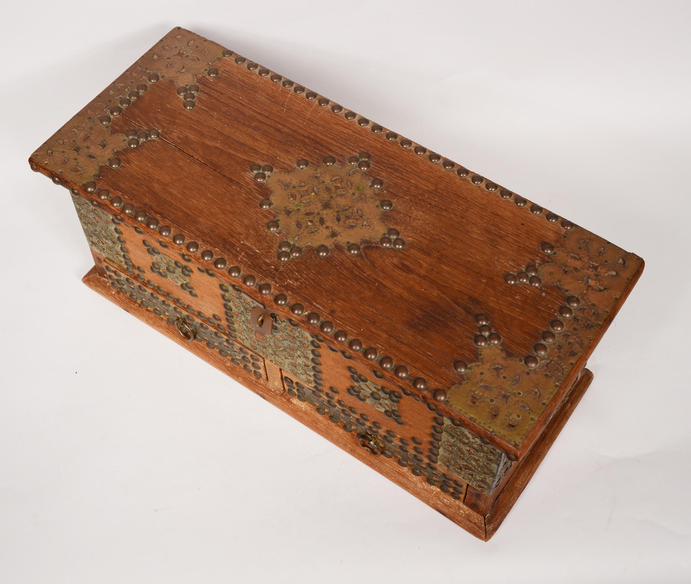 Tribal Teak and Brass Zanzibar Chest