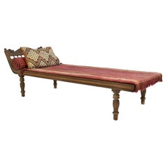 Teak and Cane Colonial Chaise Lounge