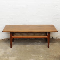 Teak and Cane Danish Coffee Table by Trioh Mobler, 1960s