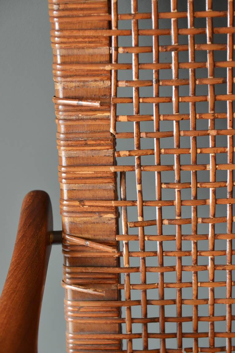 Mid-20th Century Teak and Cane Lounge Chair Model 571 by Fredrik Kayser, Norway, circa 1960