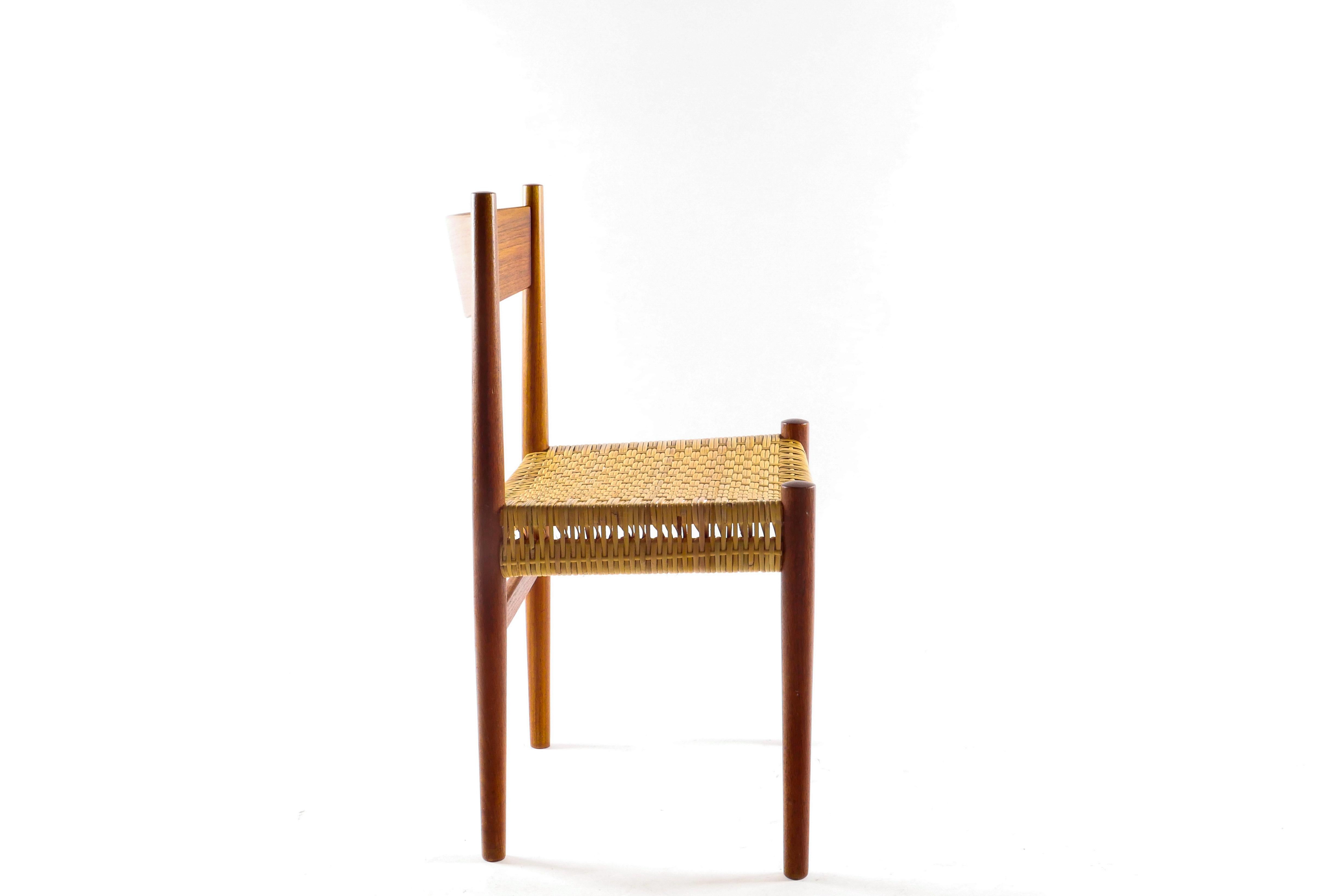 Hand-Woven Teak and cane model CH40 dining chairs by Hans J. Wegner, a set of six For Sale