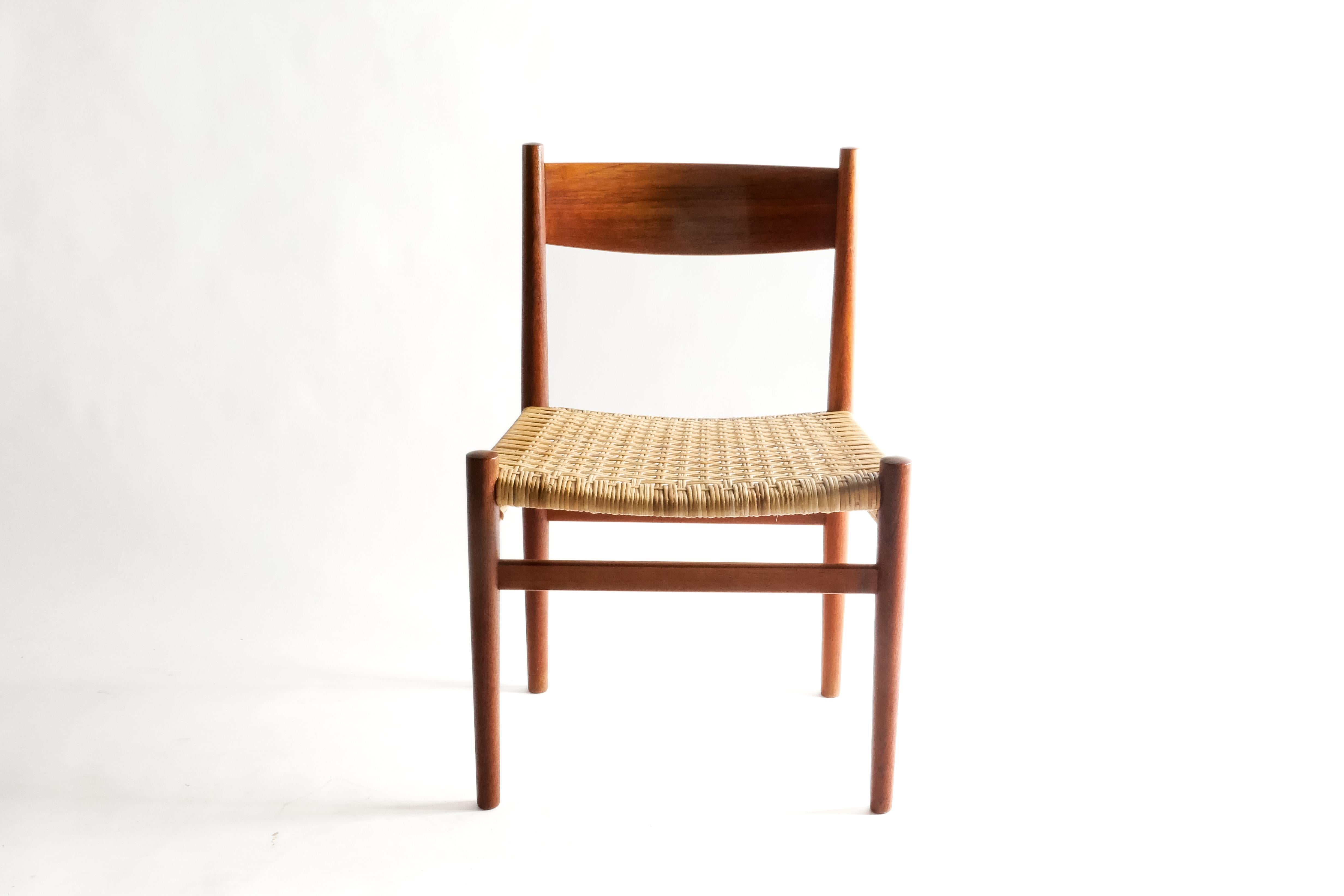 Mid-19th Century Teak and cane model CH40 dining chairs by Hans J. Wegner, a set of six For Sale