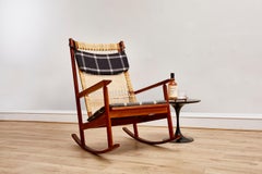 Teak and Cane Rocking Chair by Hans Olsen for JK Denmark, 1960s