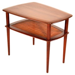 Teak and Cane Side Table by Peter Hvidt and Orla Mølgaard-Nielsen