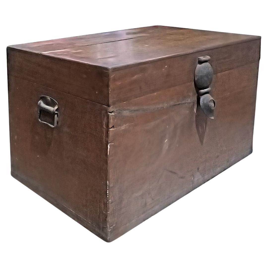 Dutch Colonial Wood Trunk from Borneo, Early 20th Century For Sale