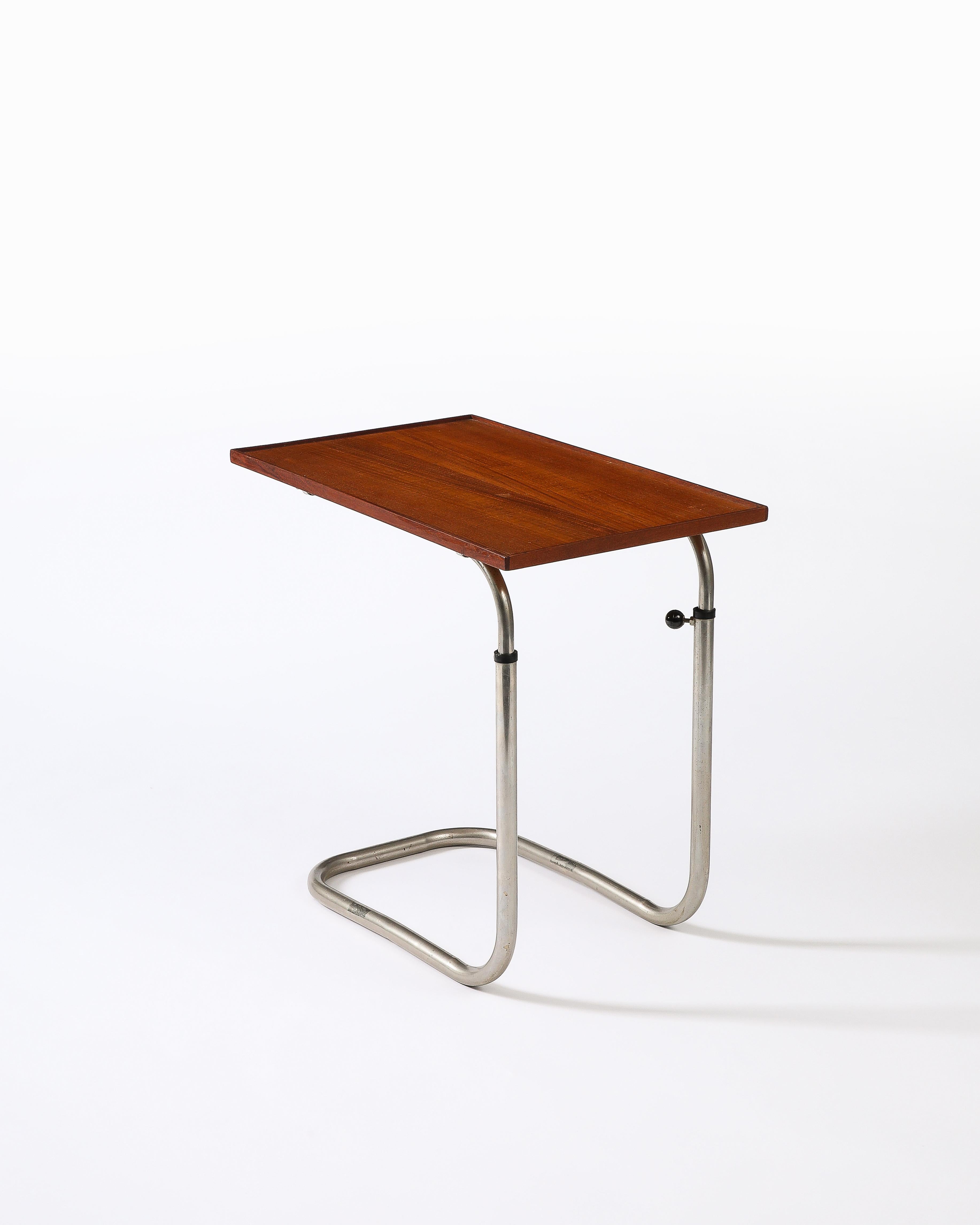 Teak and Chromed Steel, Adjustable Tray Table, Denmark, c. 1965 5