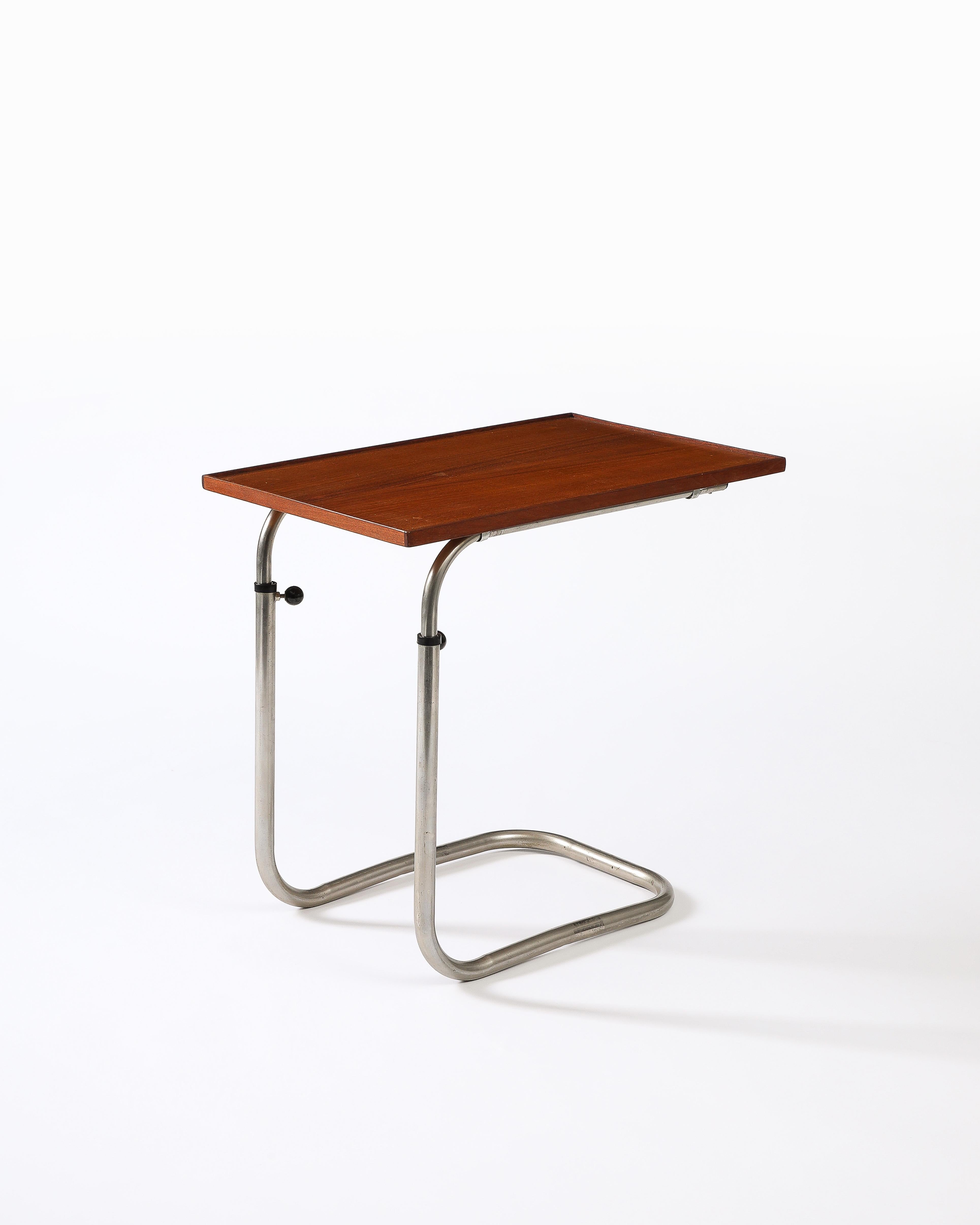 Teak and Chromed Steel, Adjustable Tray Table, Denmark, c. 1965 6