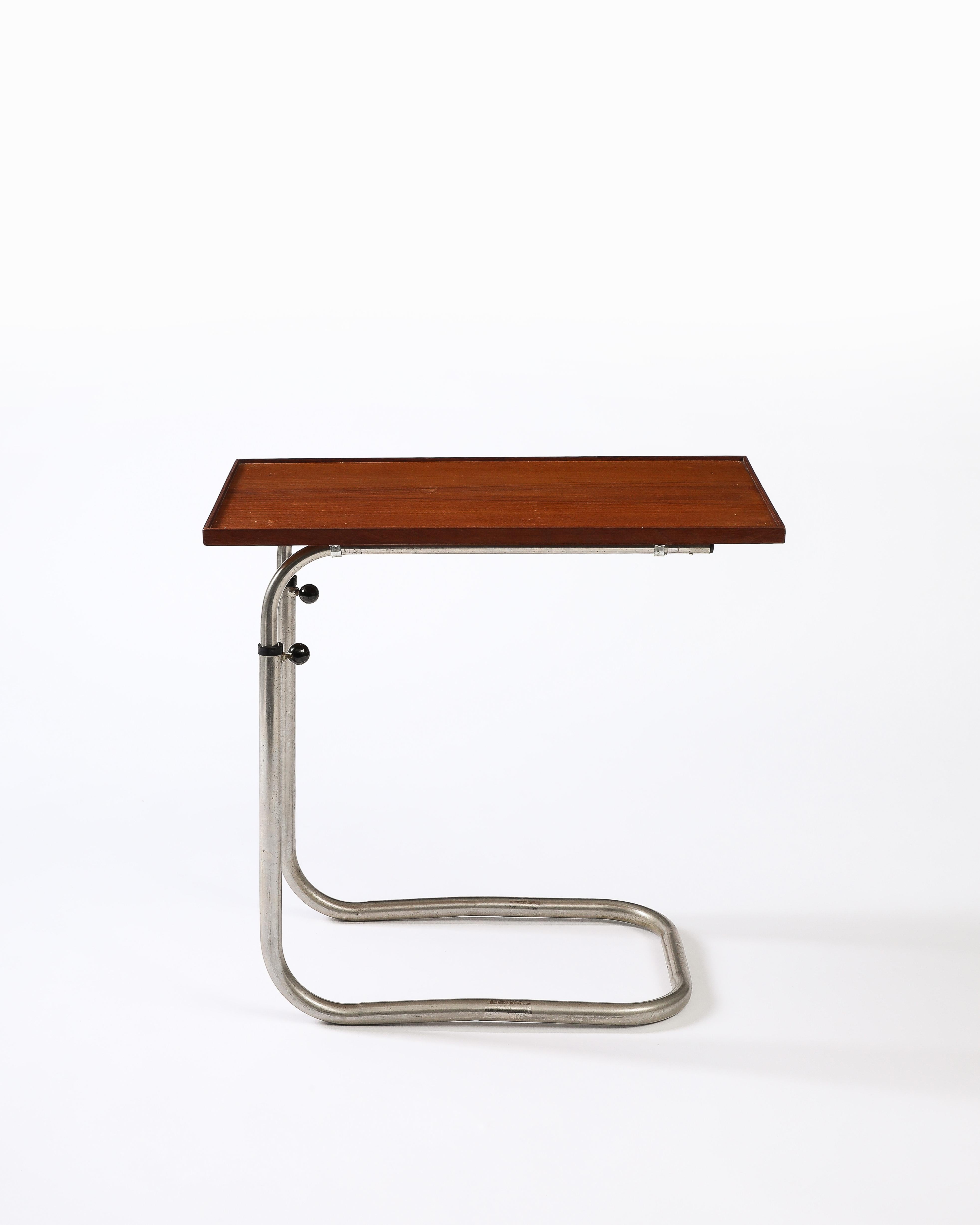 Teak and Chromed Steel, Adjustable Tray Table, Denmark, c. 1965 7