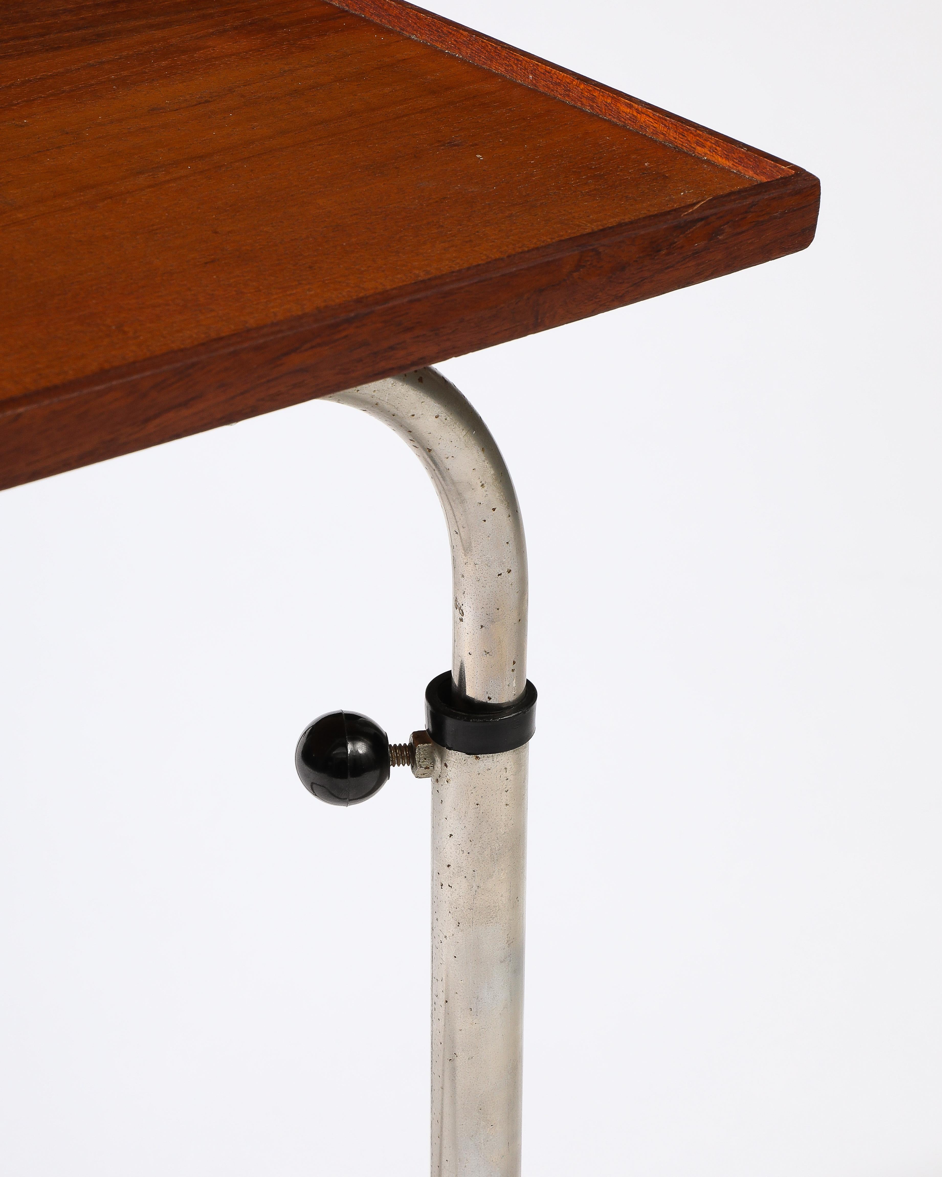 Teak and Chromed Steel, Adjustable Tray Table, Denmark, c. 1965 8