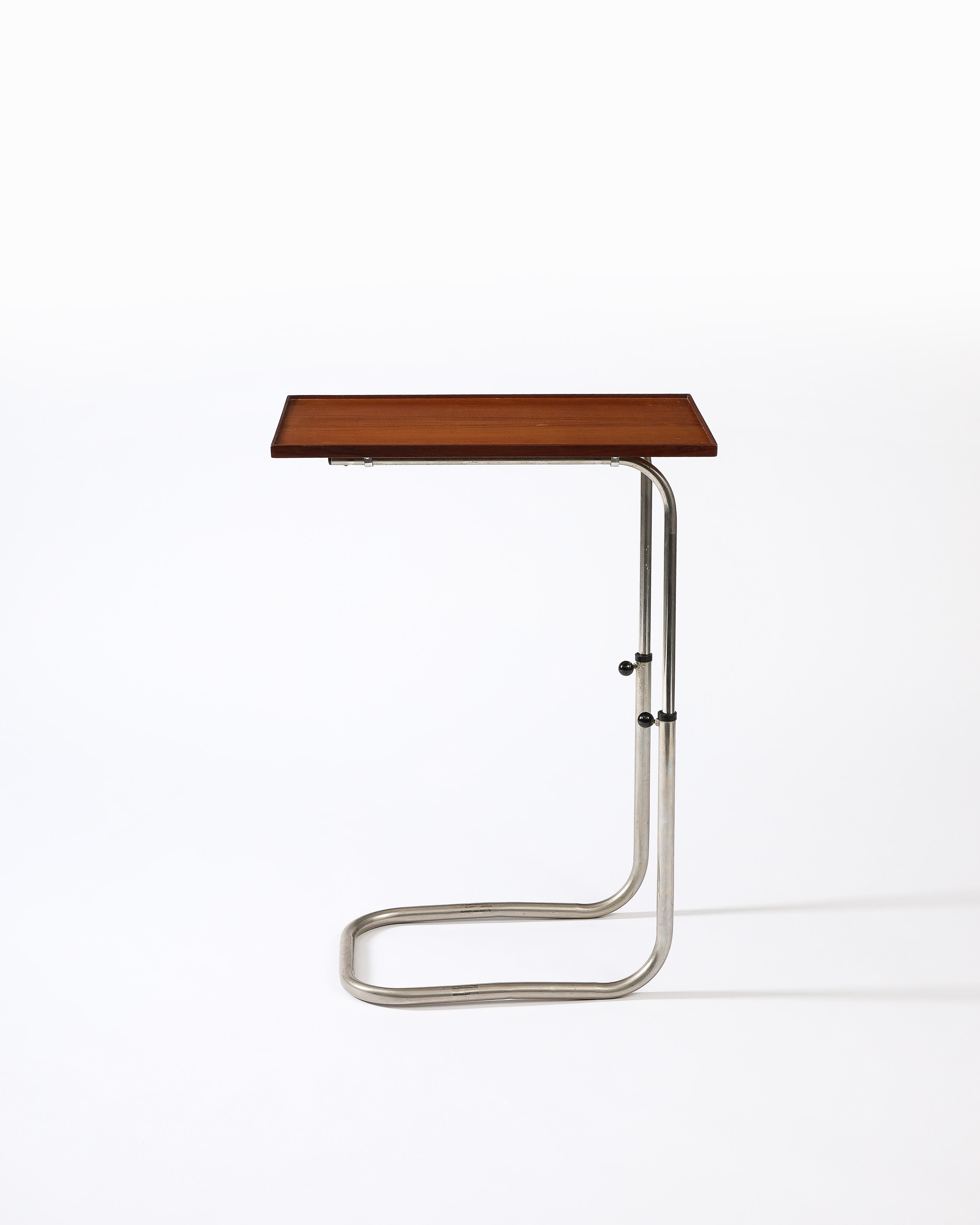 Teak and Chromed Steel, Adjustable Tray Table, Denmark, c. 1965 1