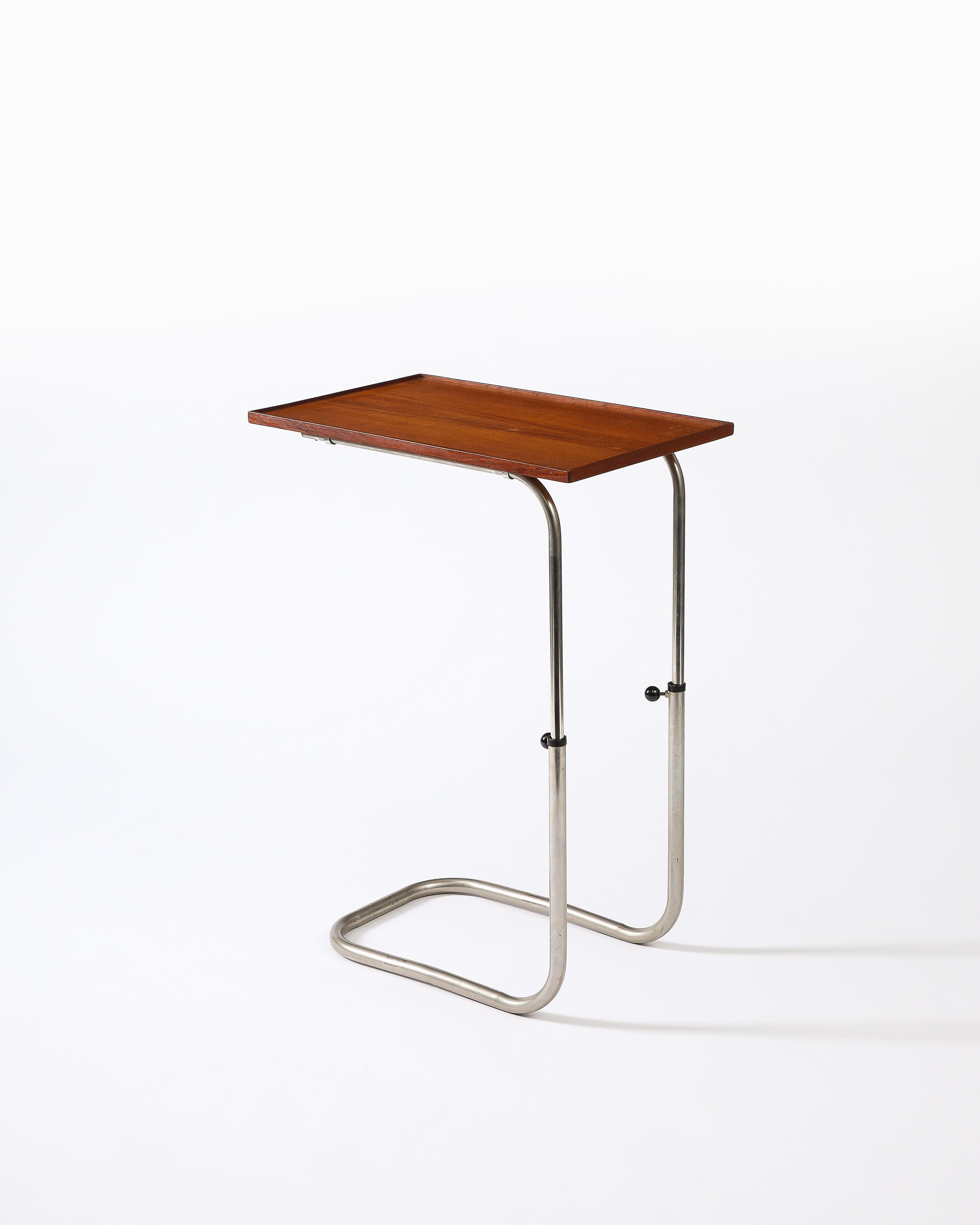Teak and Chromed Steel, Adjustable Tray Table, Denmark, c. 1965 2