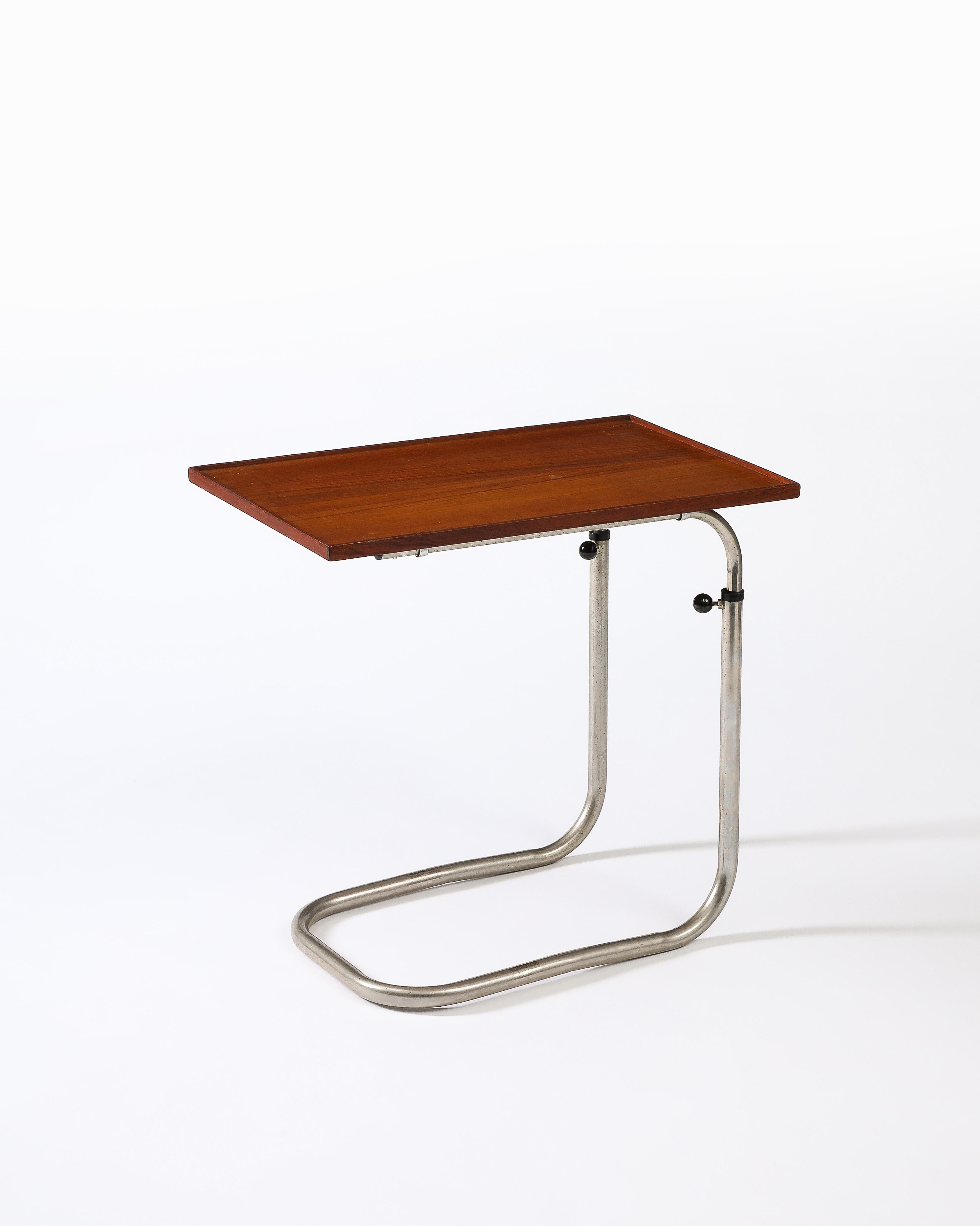 Teak and Chromed Steel, Adjustable Tray Table, Denmark, c. 1965 3