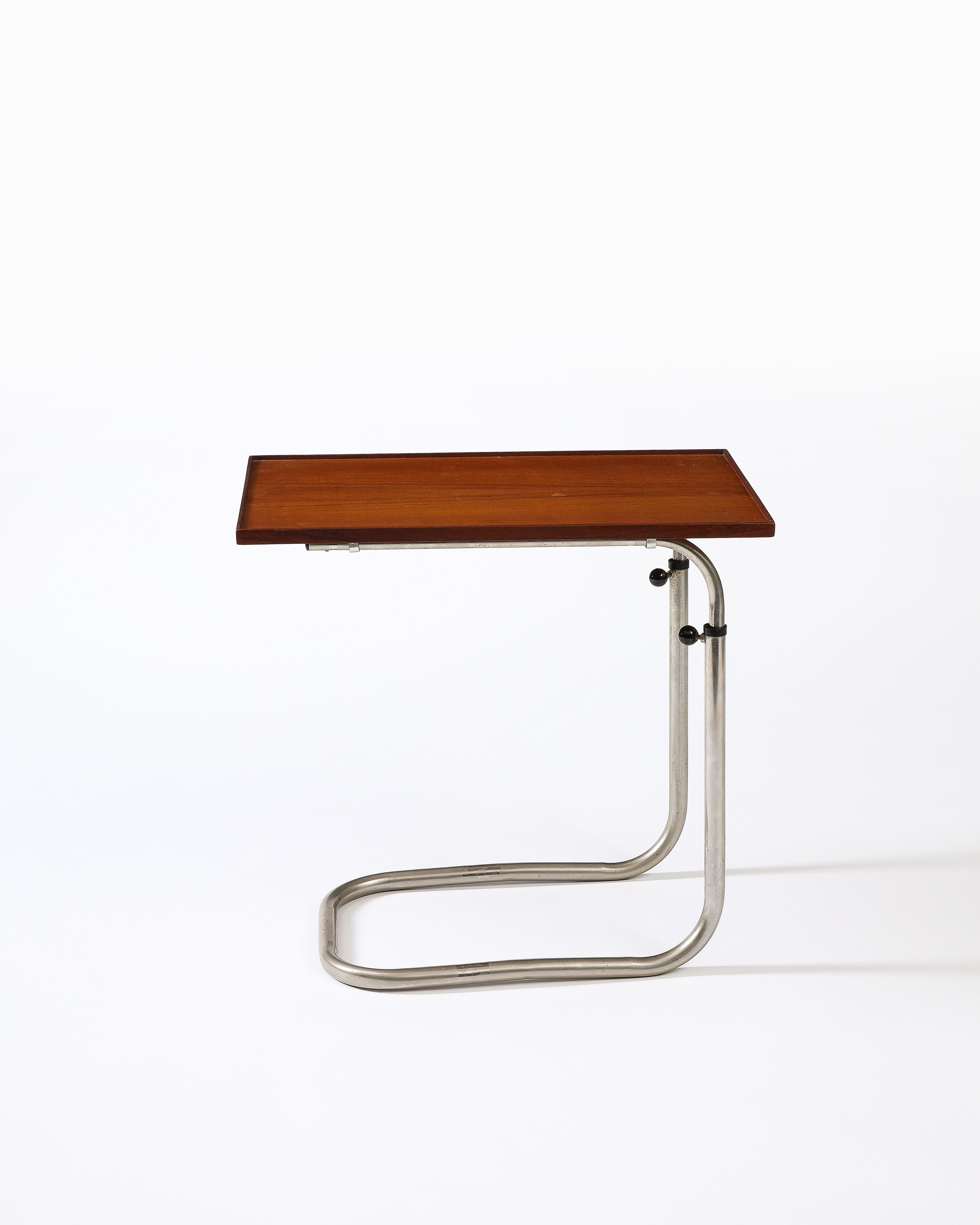 Teak and Chromed Steel, Adjustable Tray Table, Denmark, c. 1965 4
