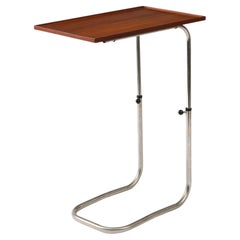 Teak and Chromed Steel, Adjustable Tray Table, Denmark, c. 1965