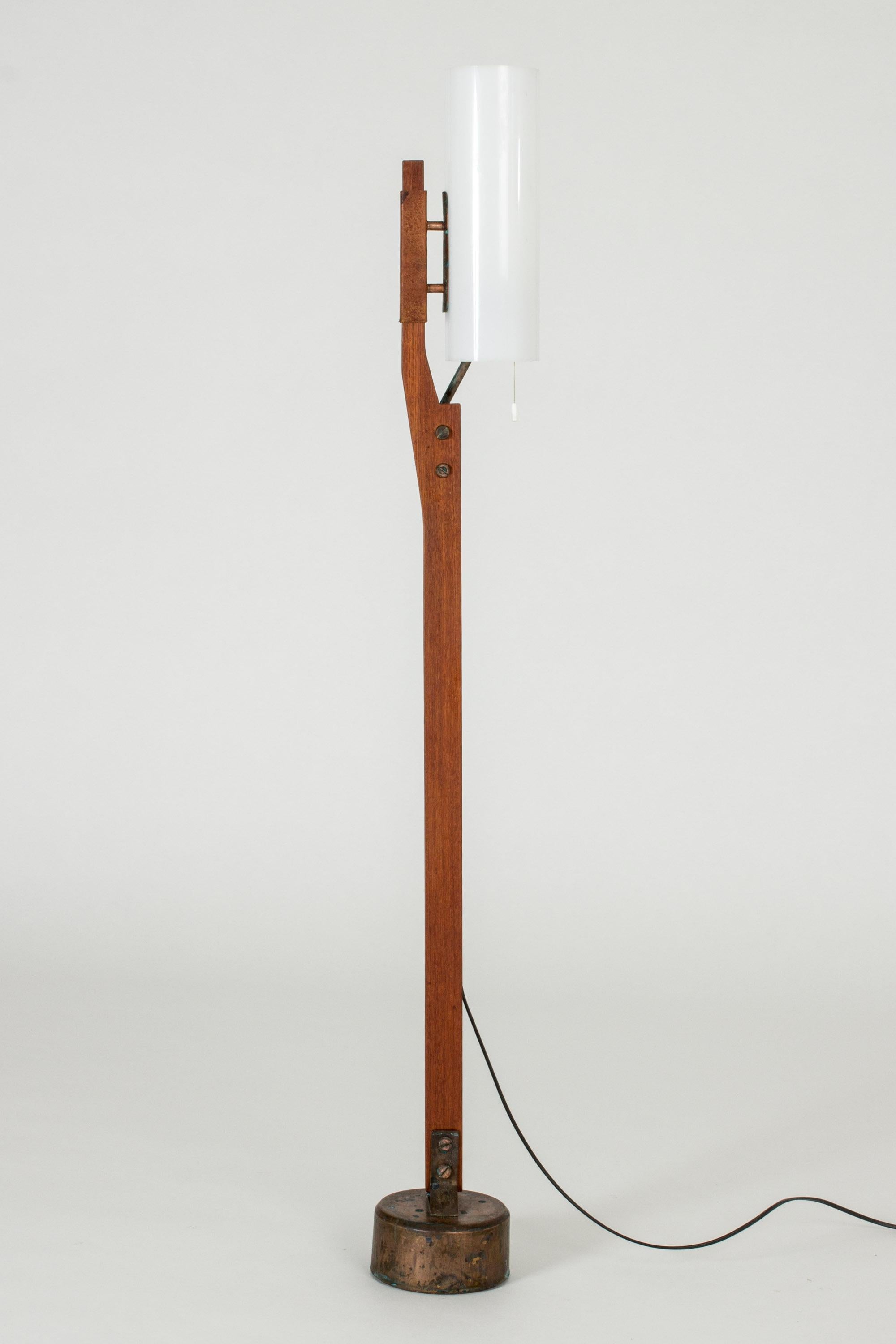Scandinavian Modern Teak and Copper Floor Lamp from Orrefors