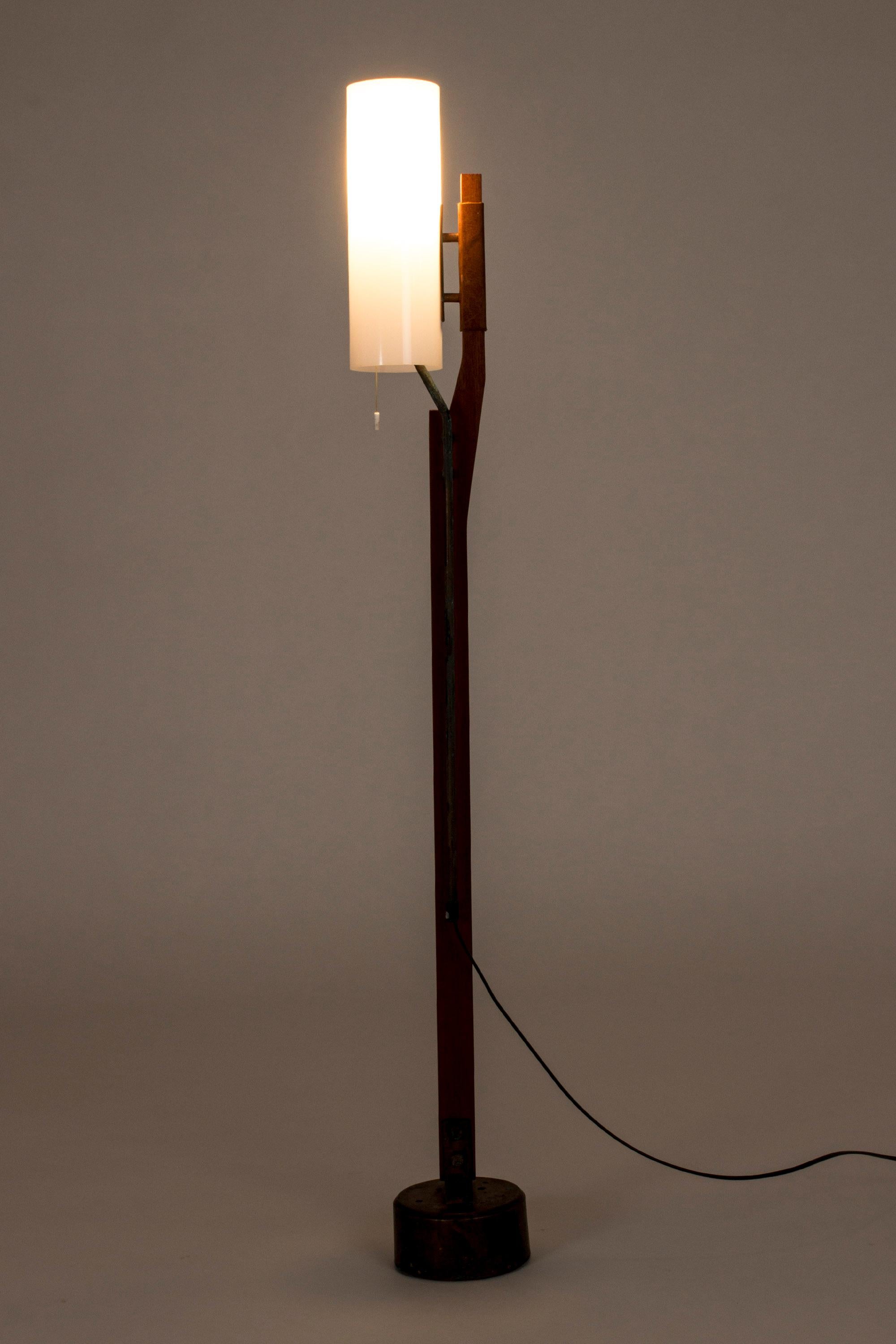 Swedish Teak and Copper Floor Lamp from Orrefors
