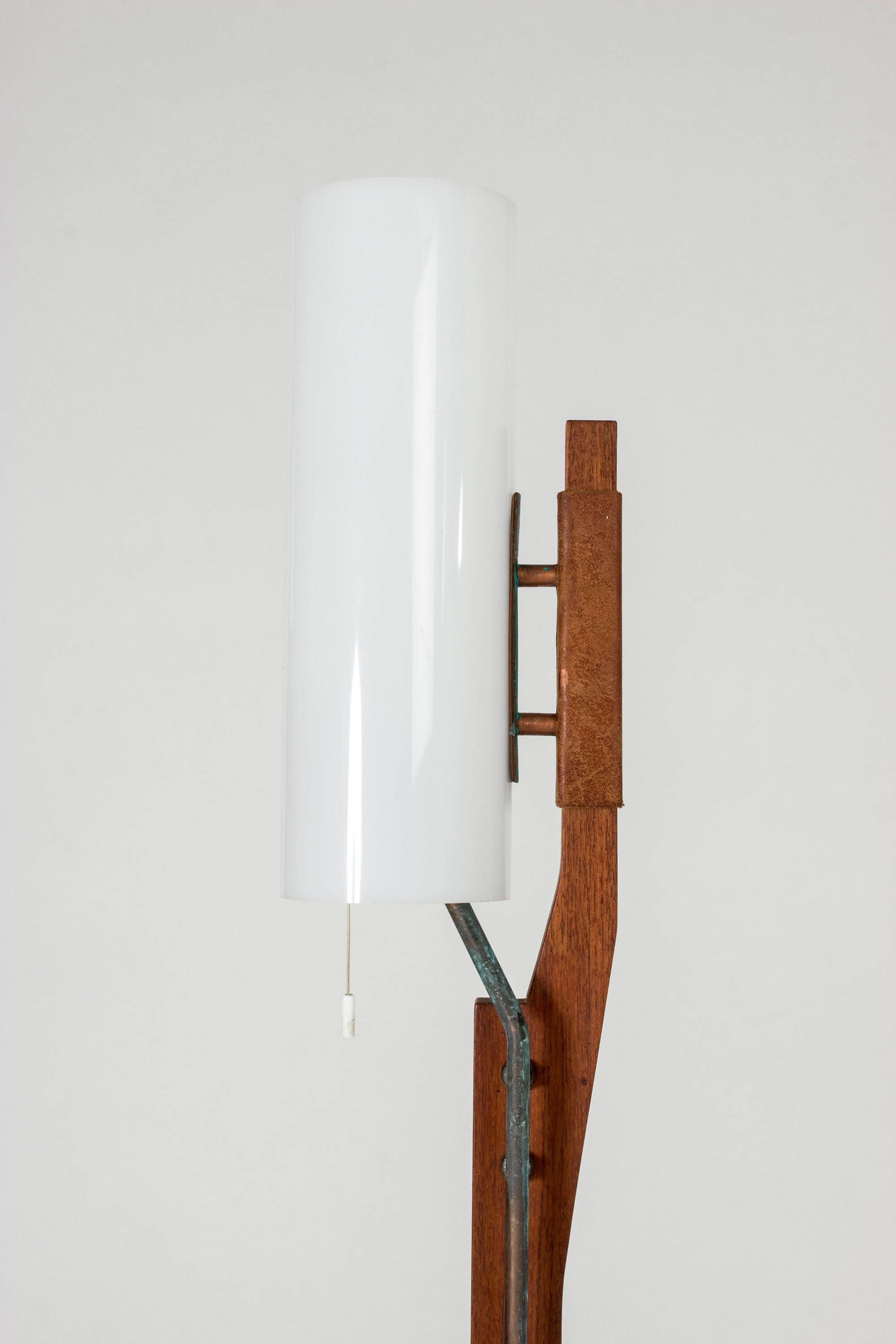 Teak and Copper Floor Lamp from Orrefors In Good Condition In Stockholm, SE