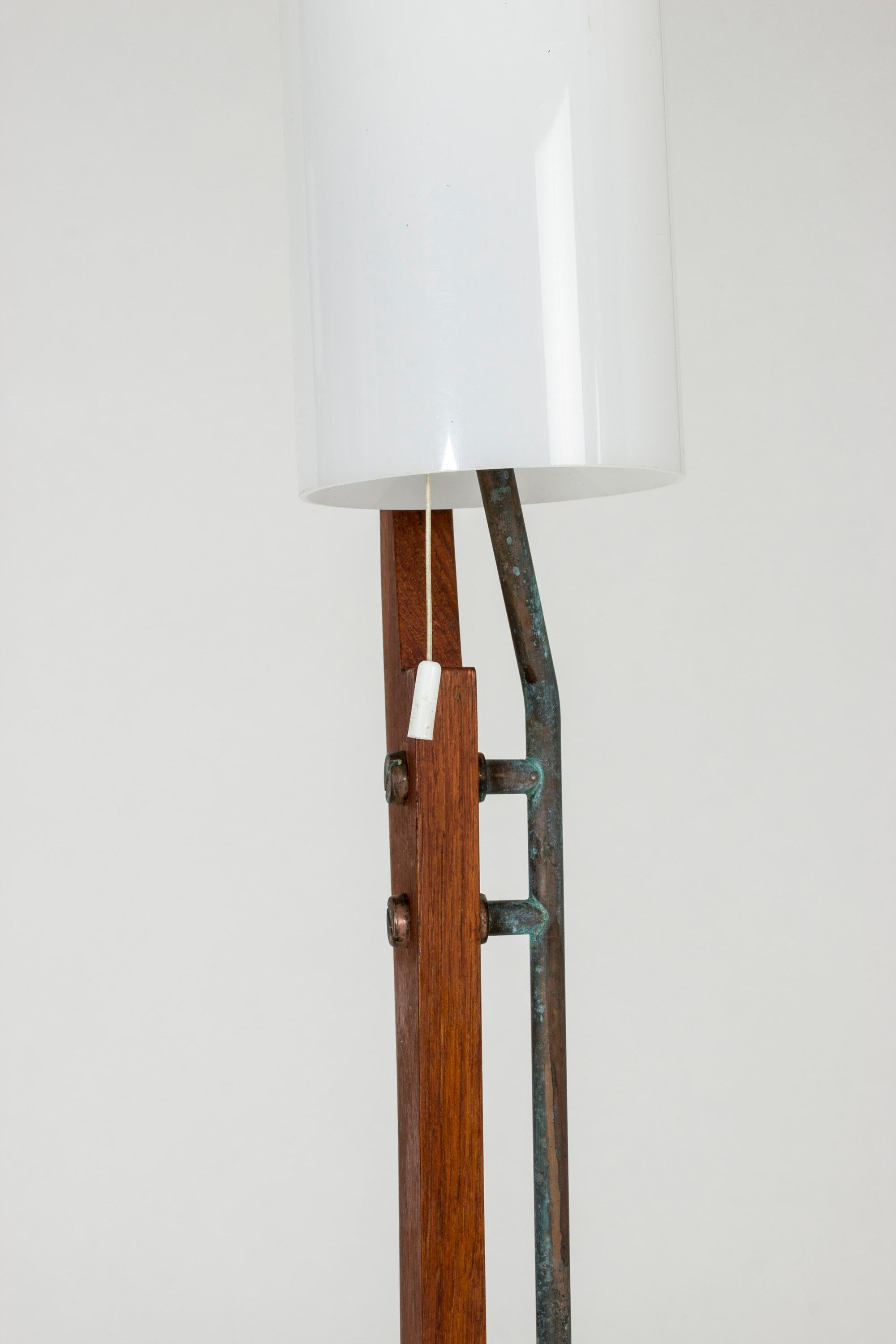 Mid-20th Century Teak and Copper Floor Lamp from Orrefors